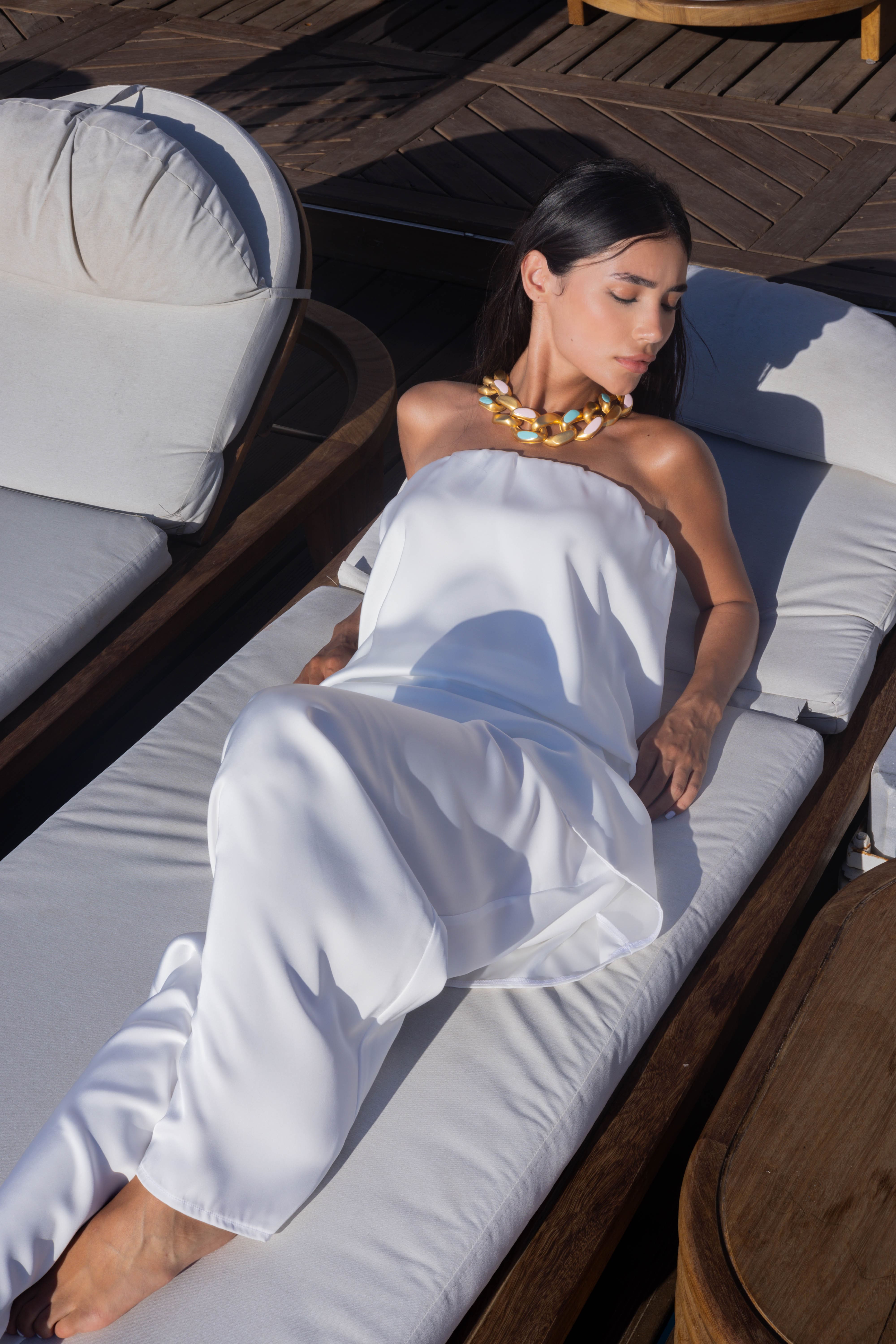 Strapless Satin Set - White