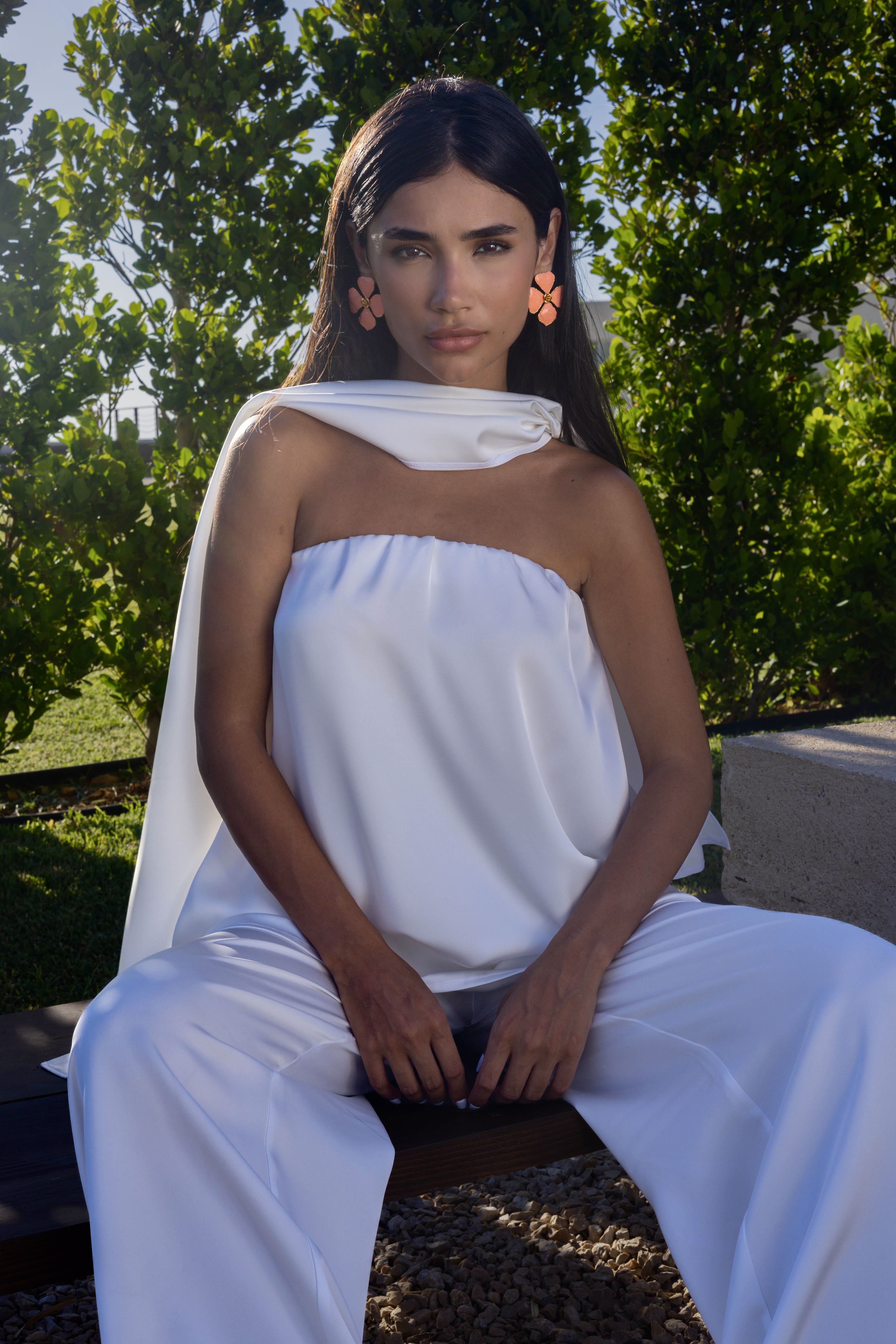 Strapless Satin Set - White