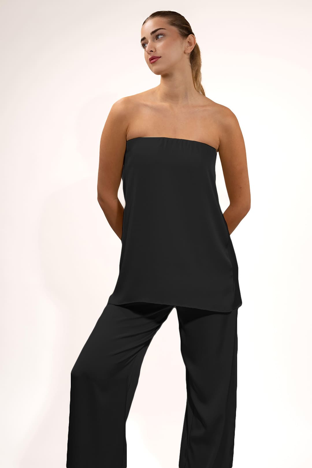 Strapless Satin Set - Black