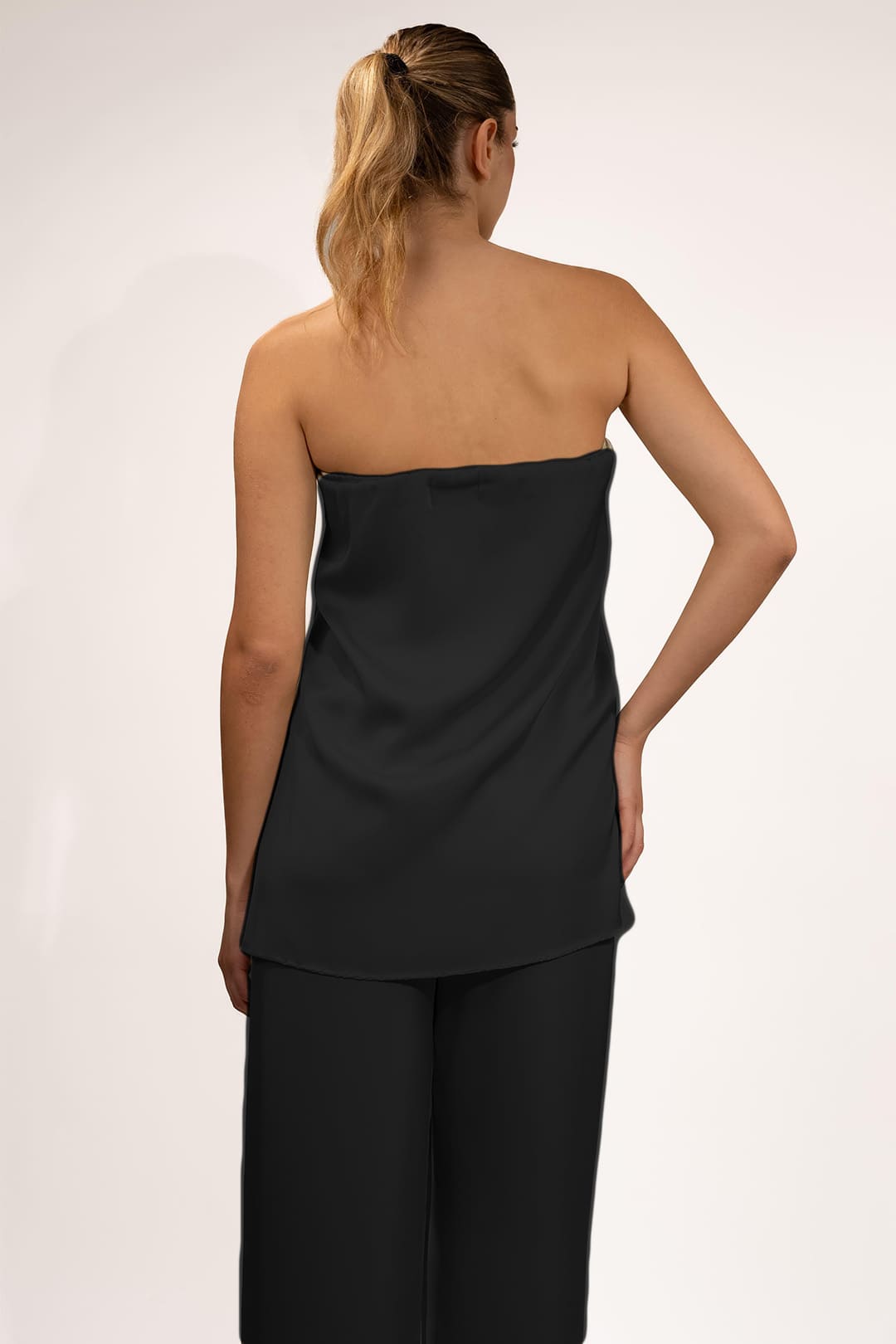 Strapless Satin Set - Black