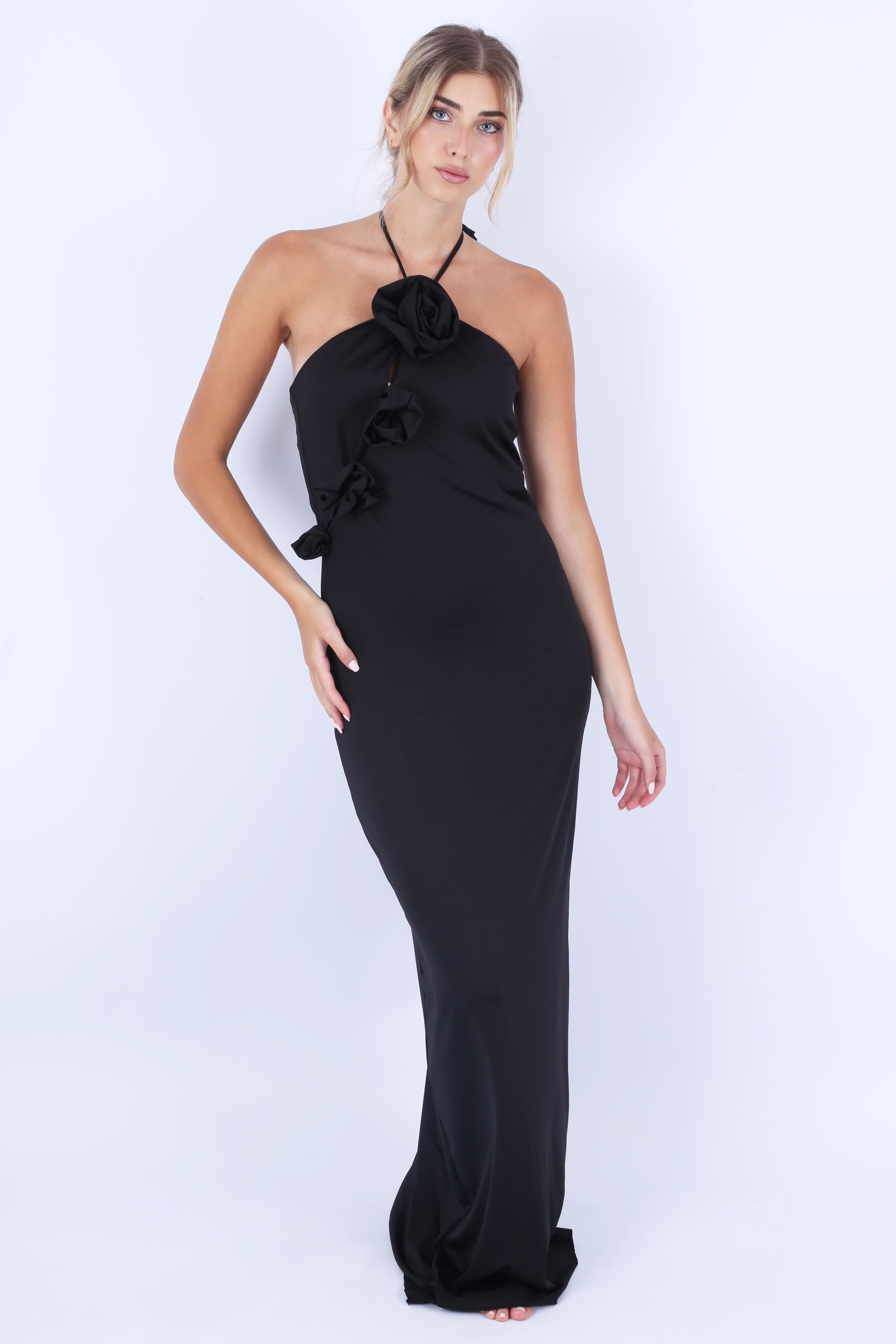 Flower Power Black Maxi Dress