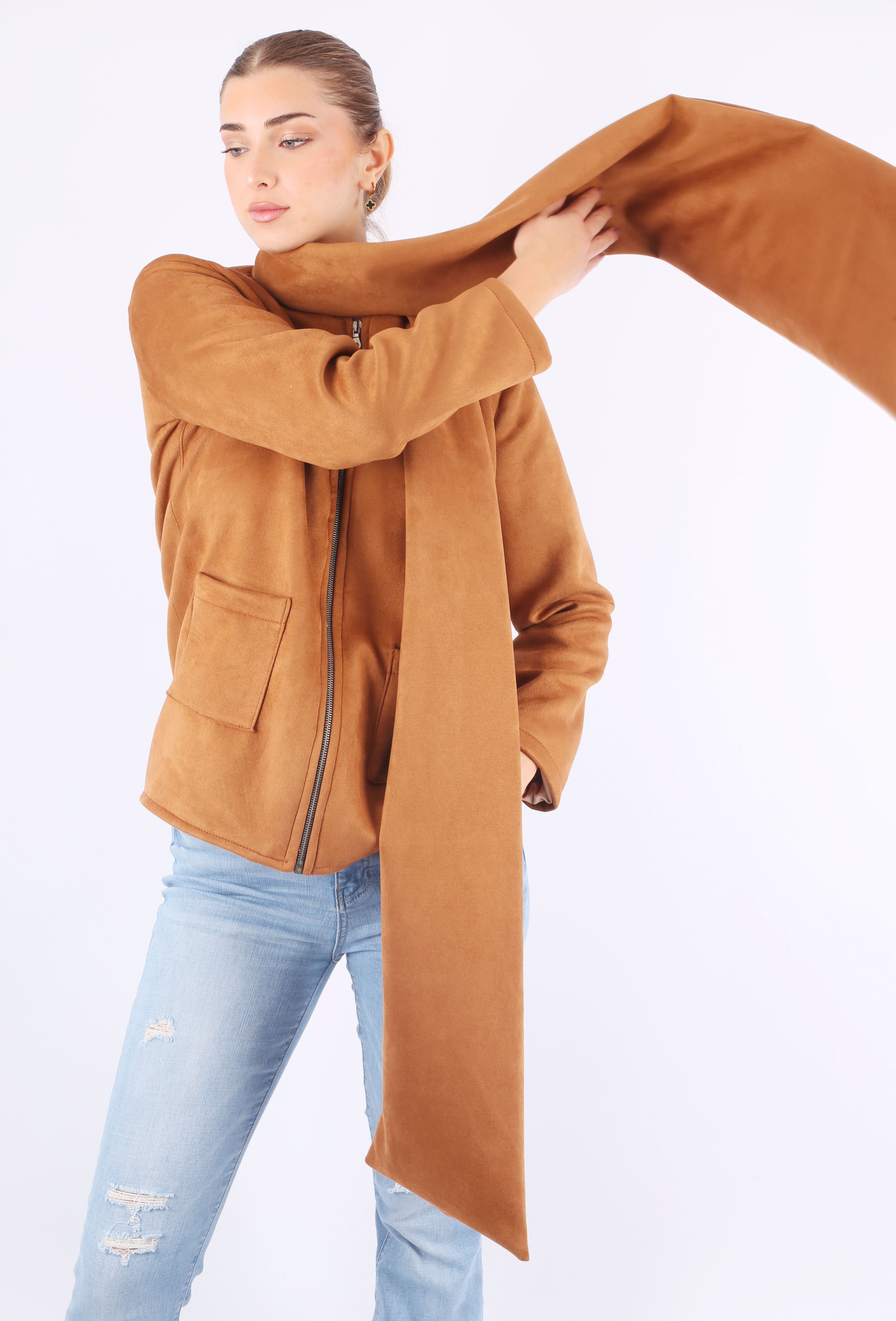 Suede Scarf Jacket