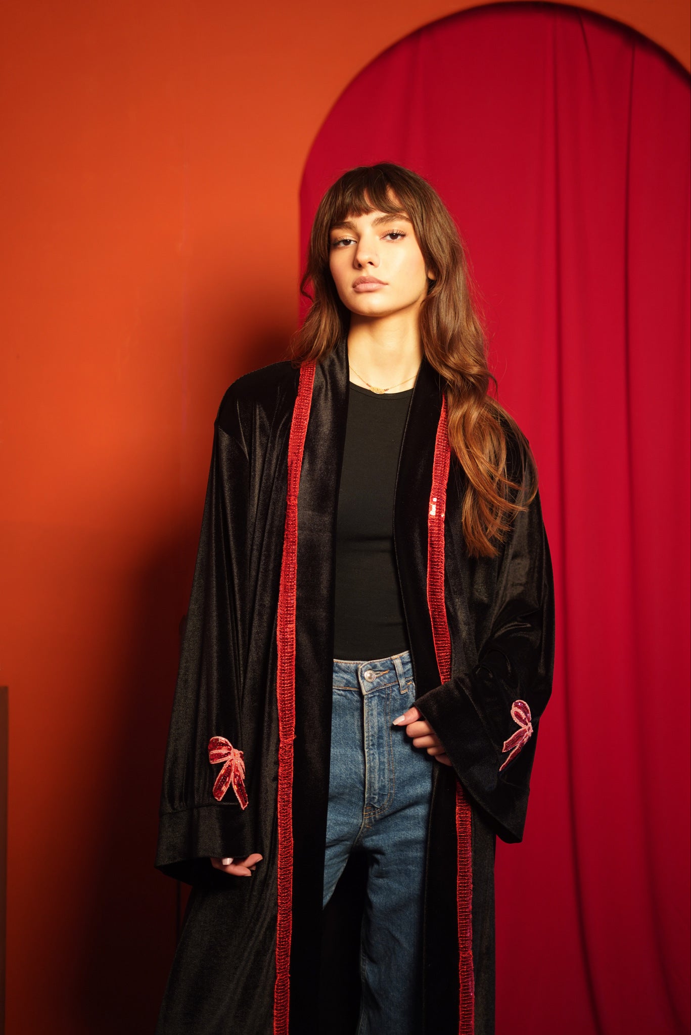 Red Bow Abaya
