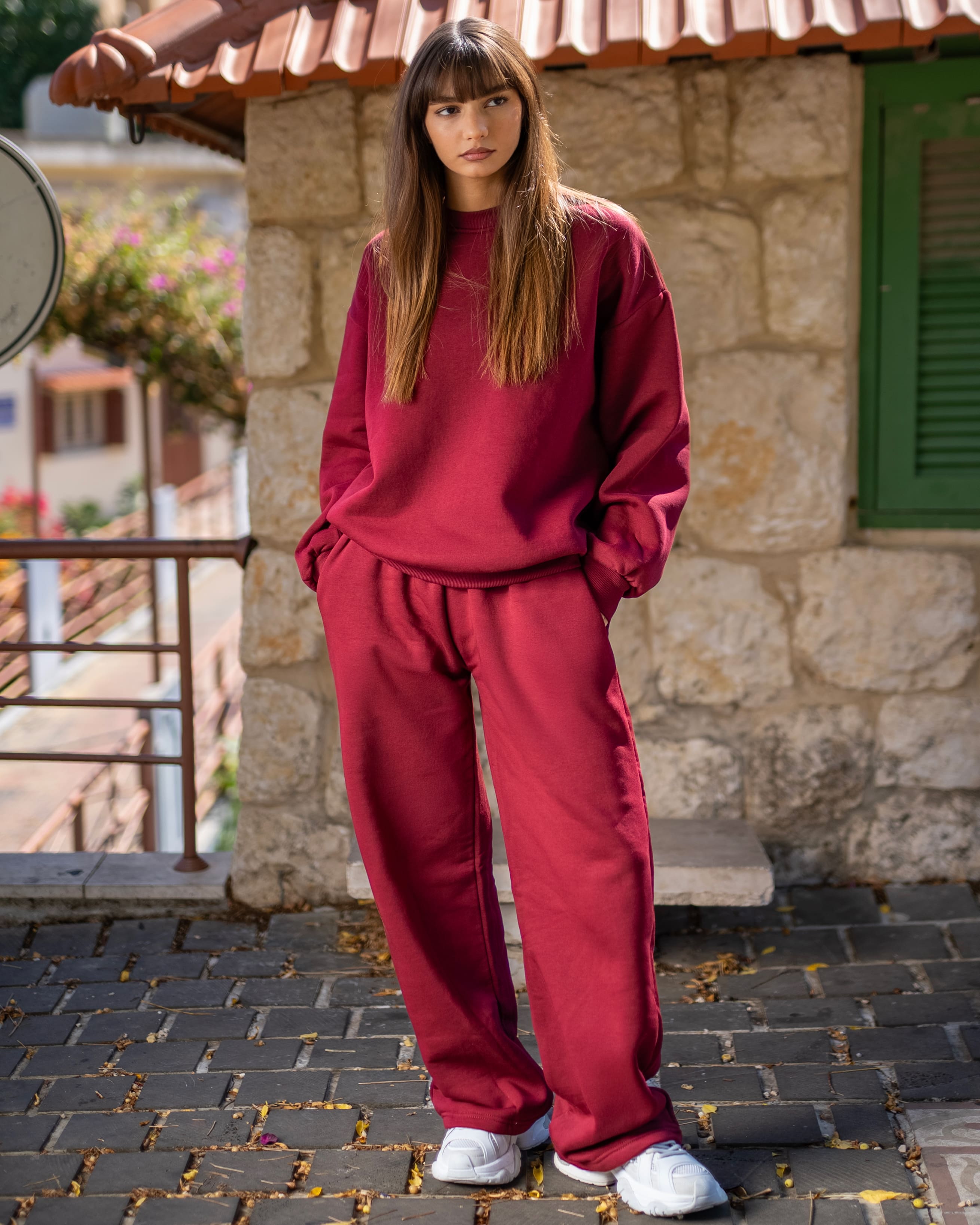 Burgundy Sweatshirt Set