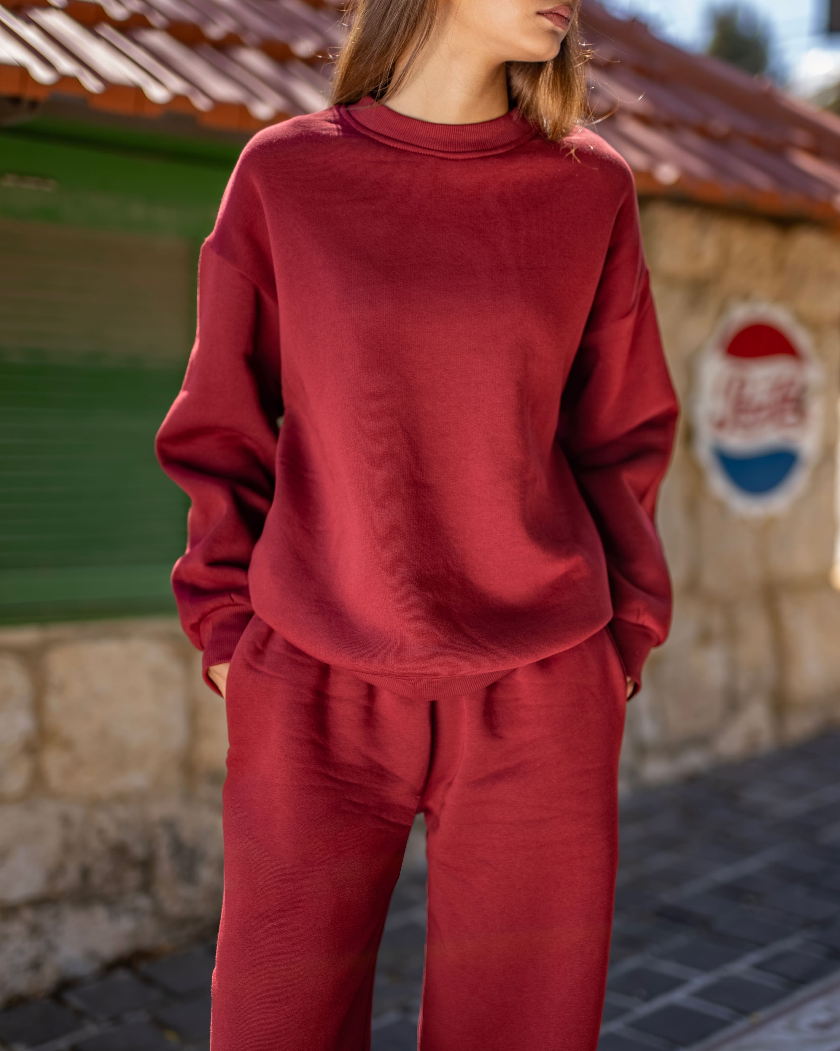 Burgundy Sweatshirt Set