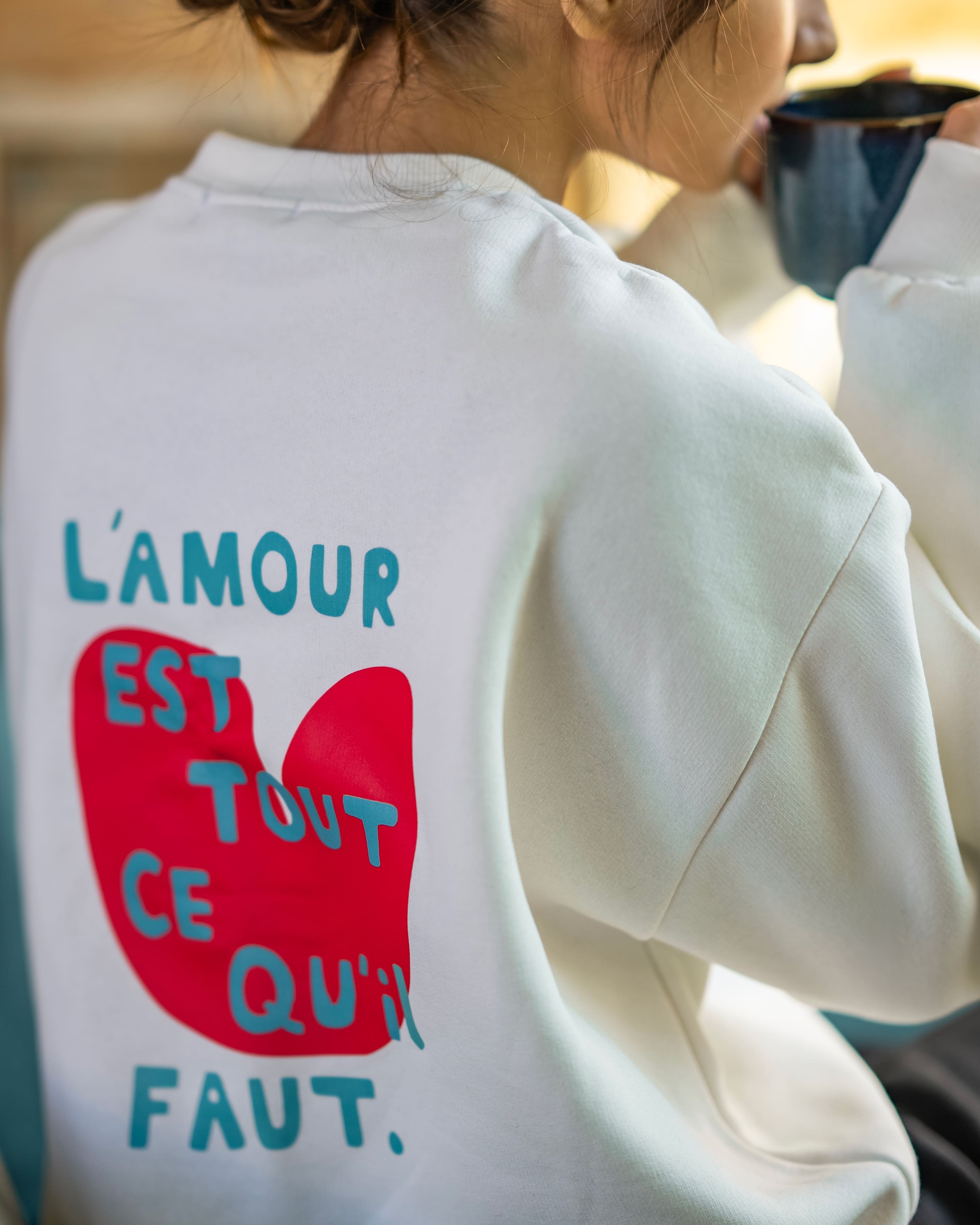 White Sweatshirt - AMOUR TOUJOURS