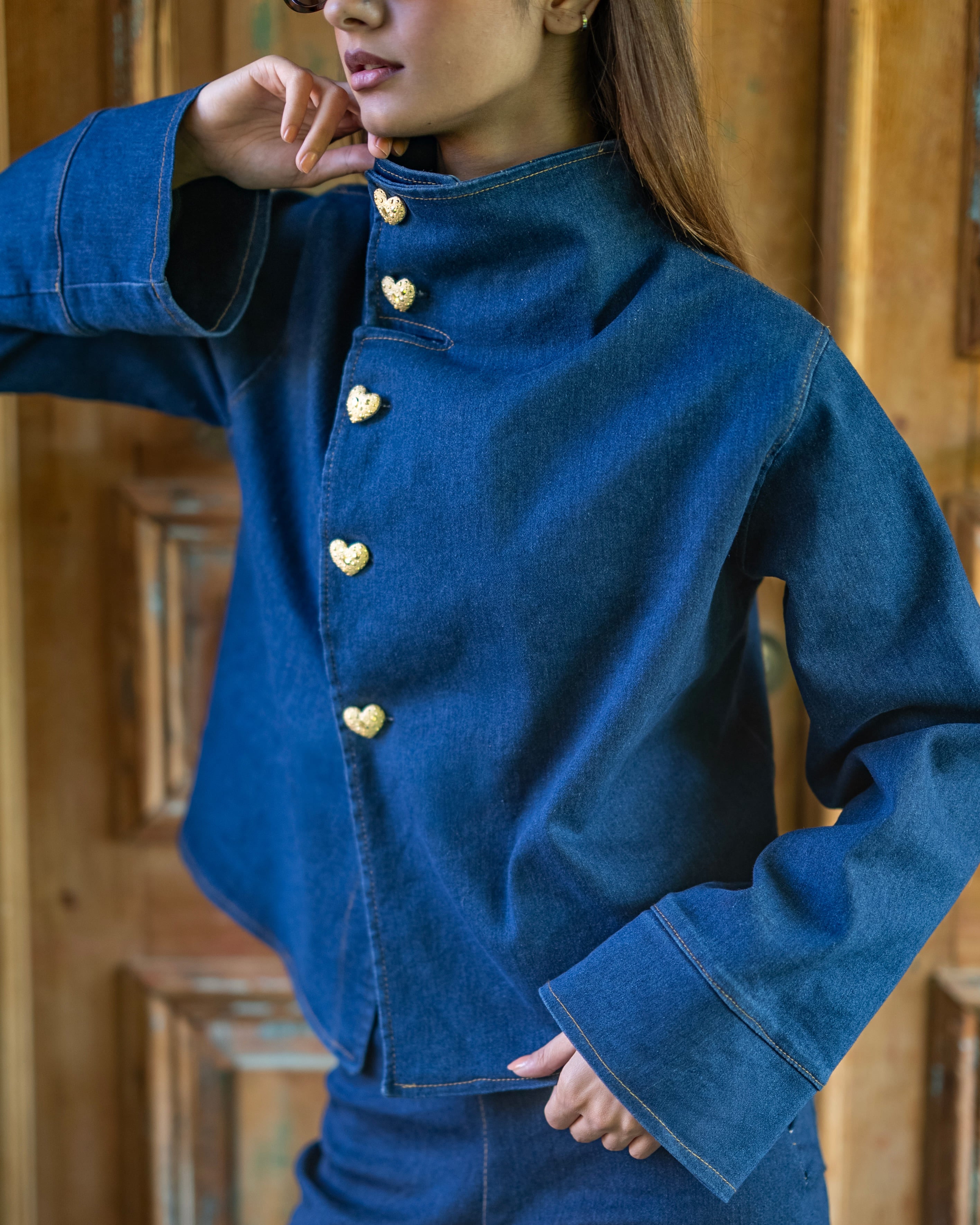 Buttoned Denim Set