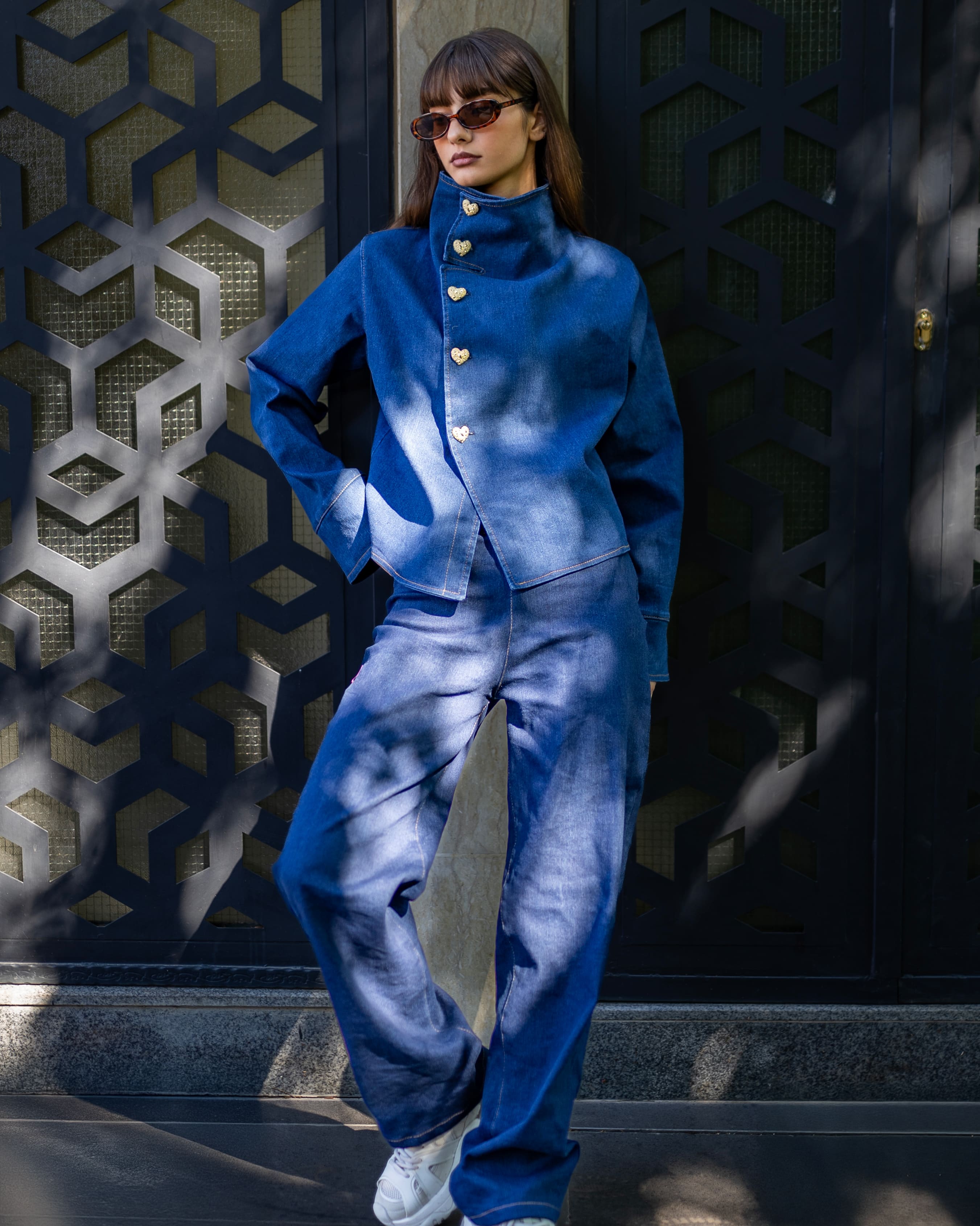 Buttoned Denim Set