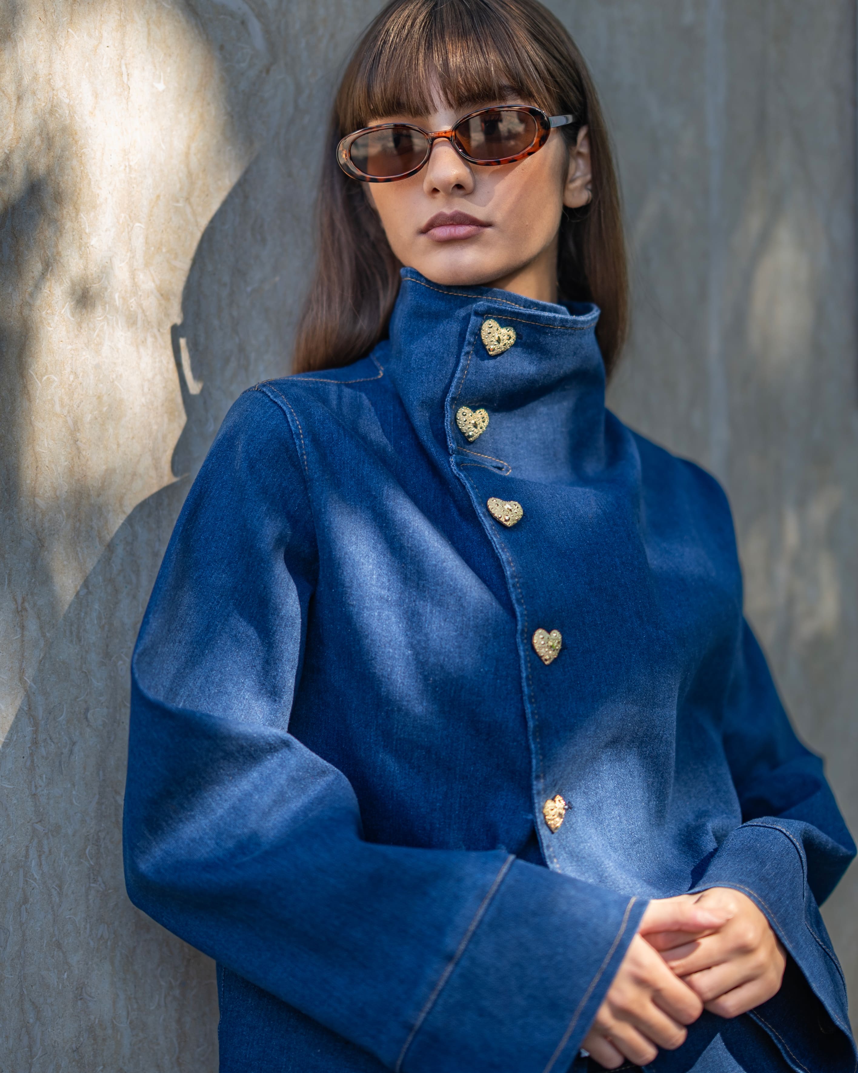 Buttoned Denim Set
