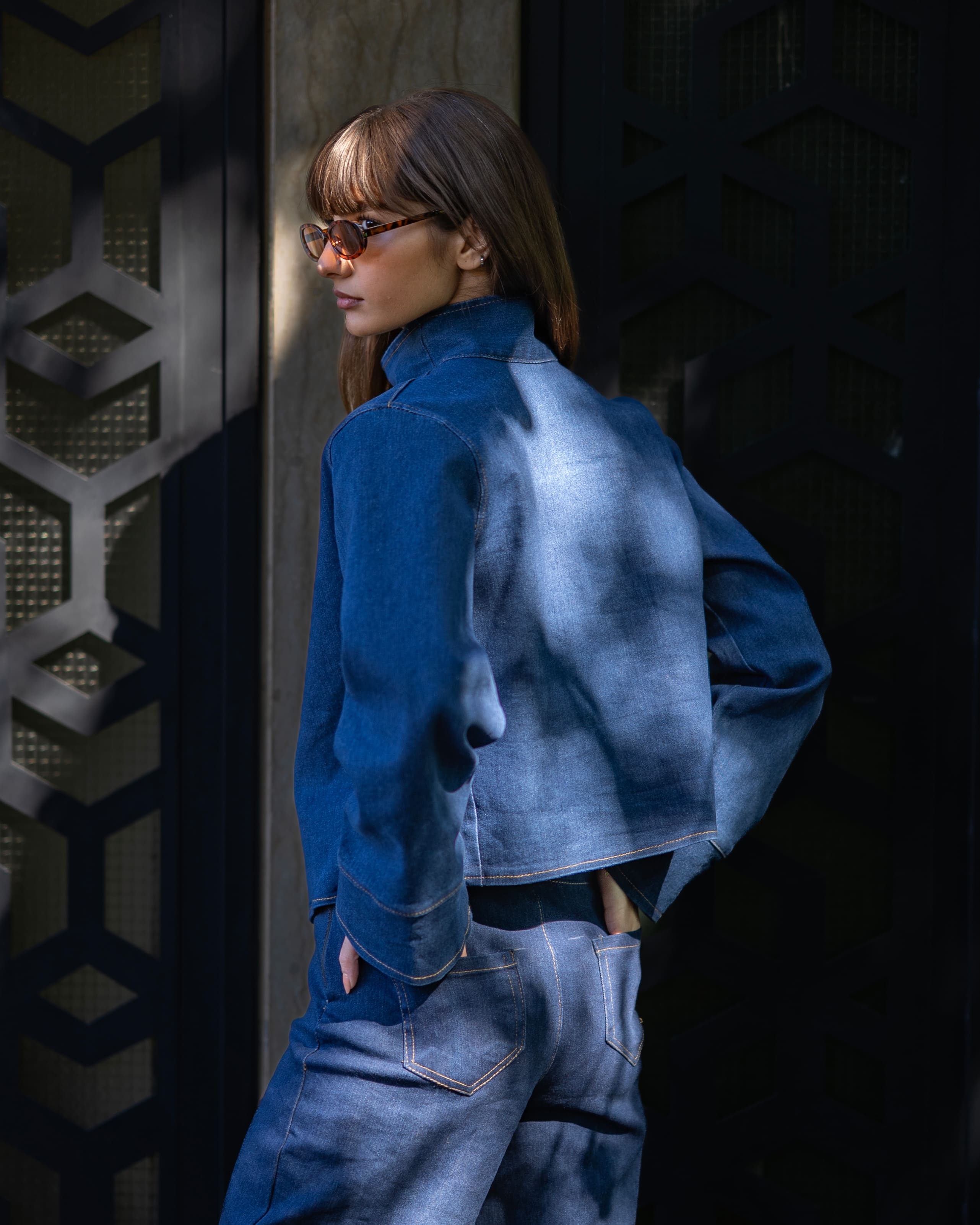 Buttoned Denim Set
