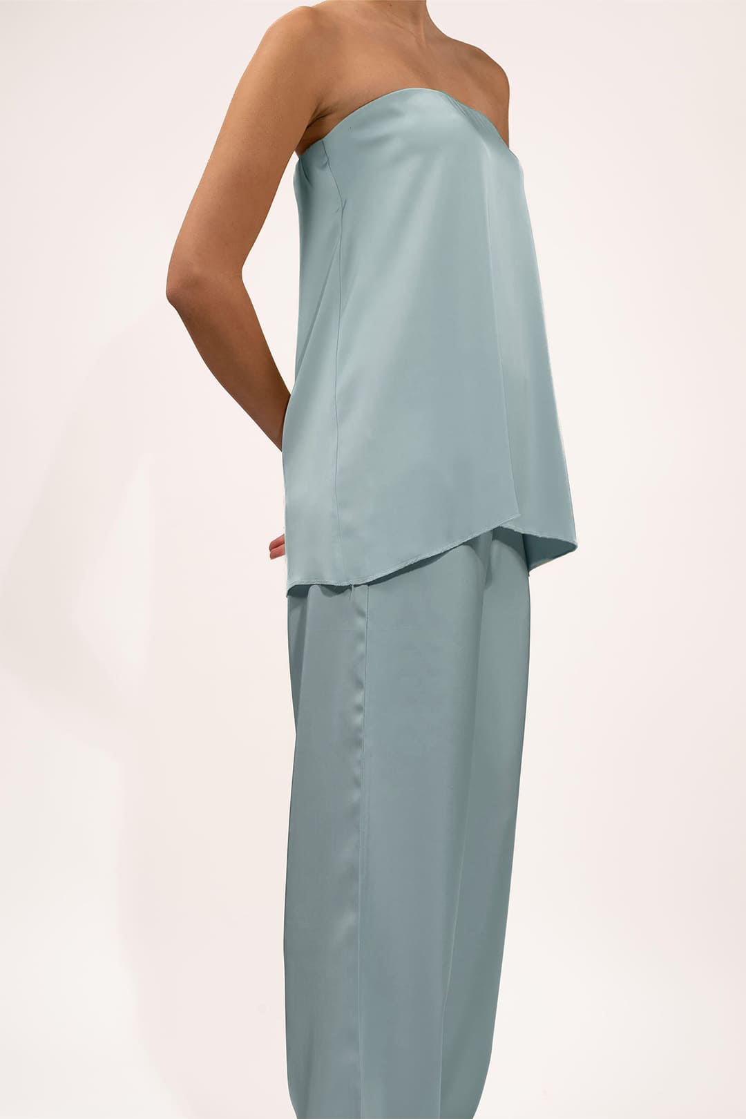 Strapless Satin Set - Baby Blue