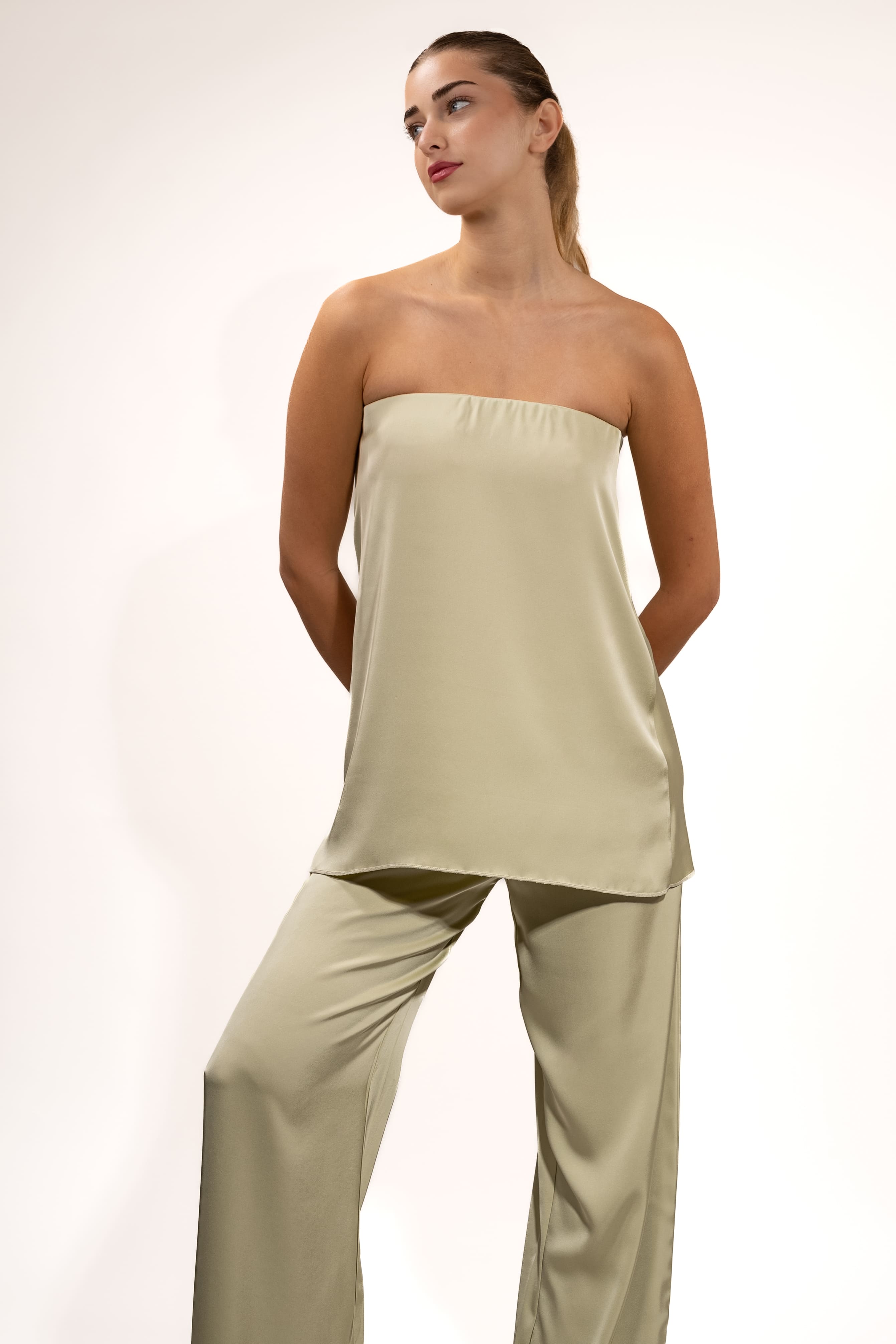Strapless Satin Set - Green