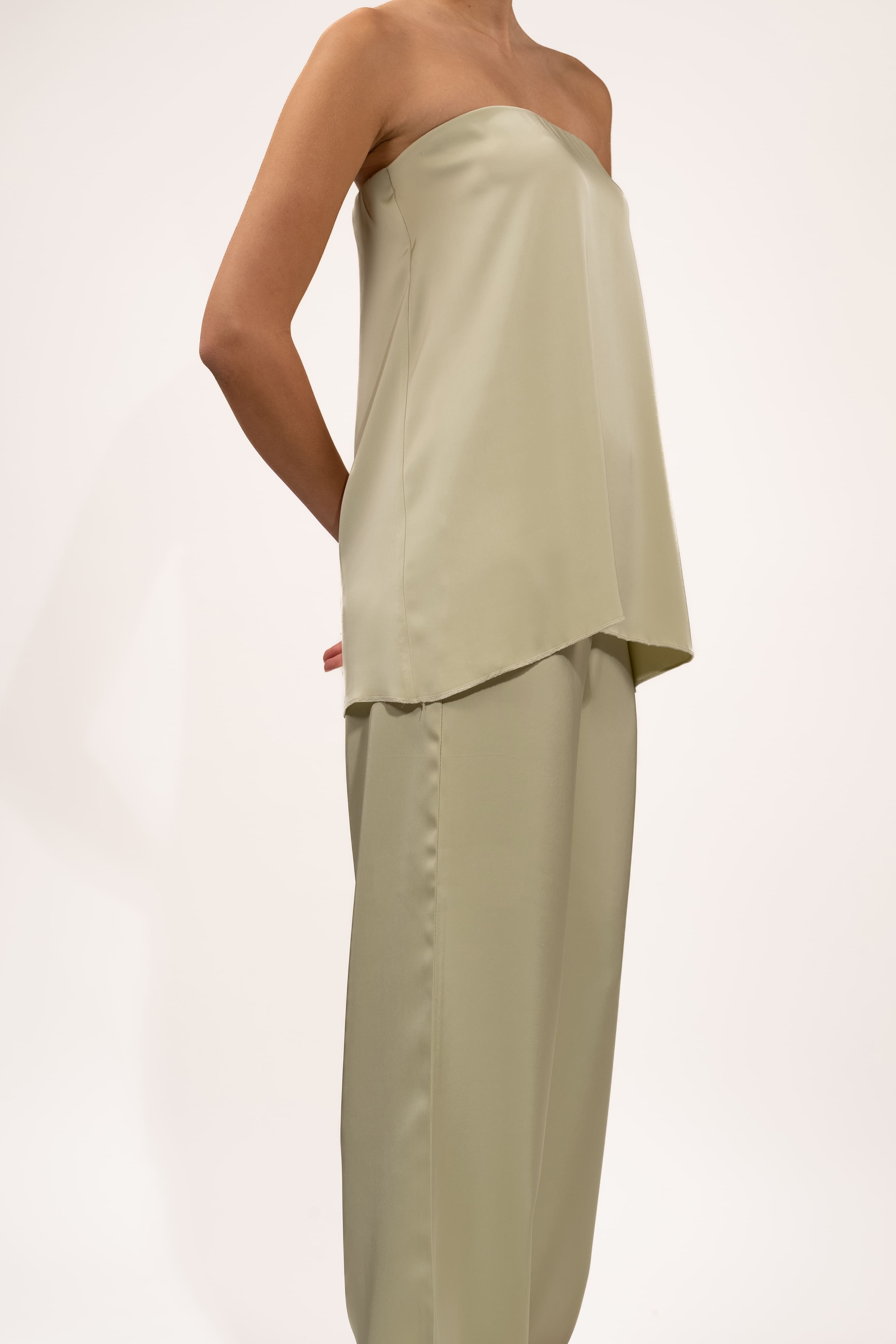 Strapless Satin Set - Green