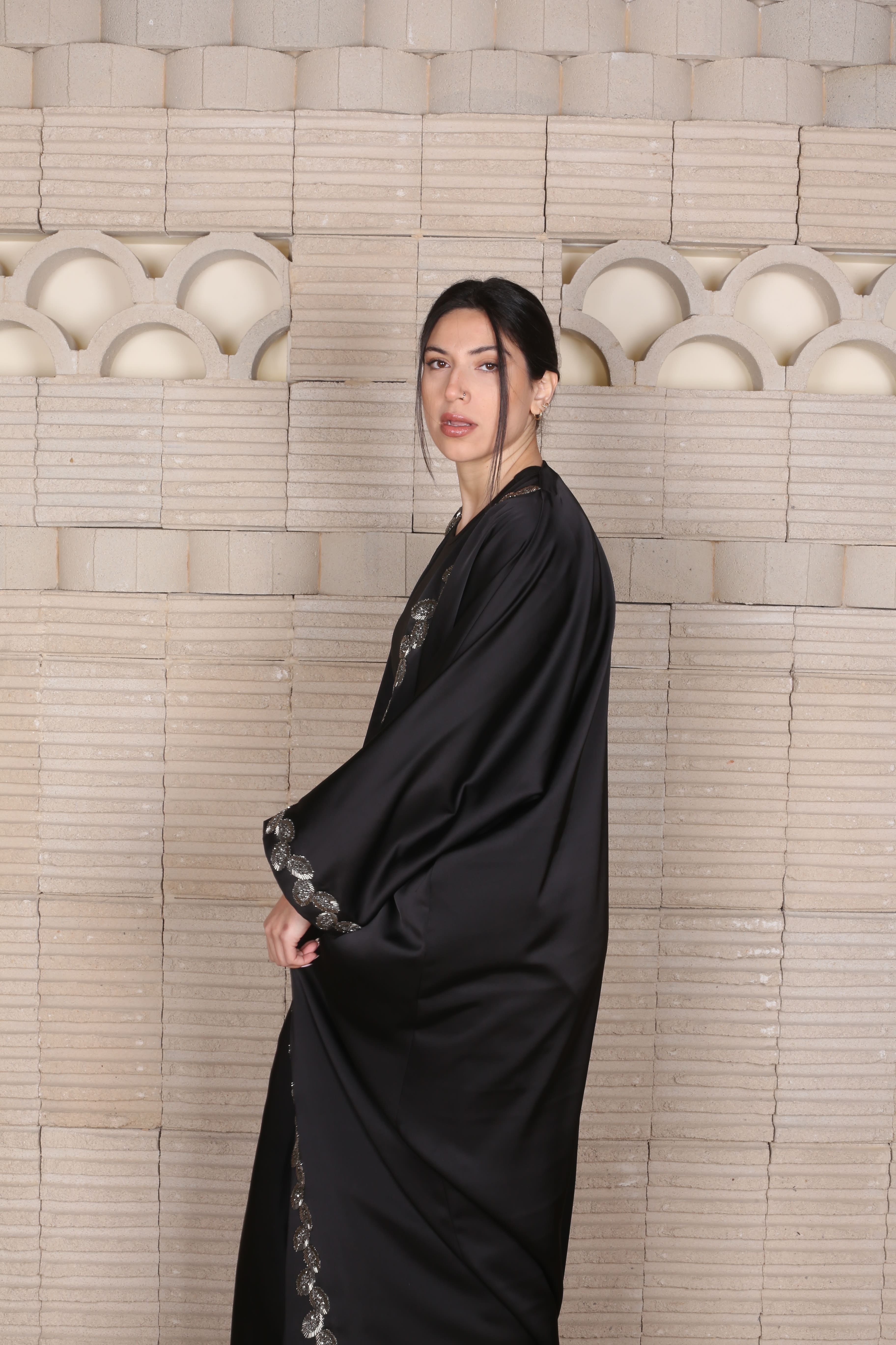 Midnight Botanic Elegance Abaya