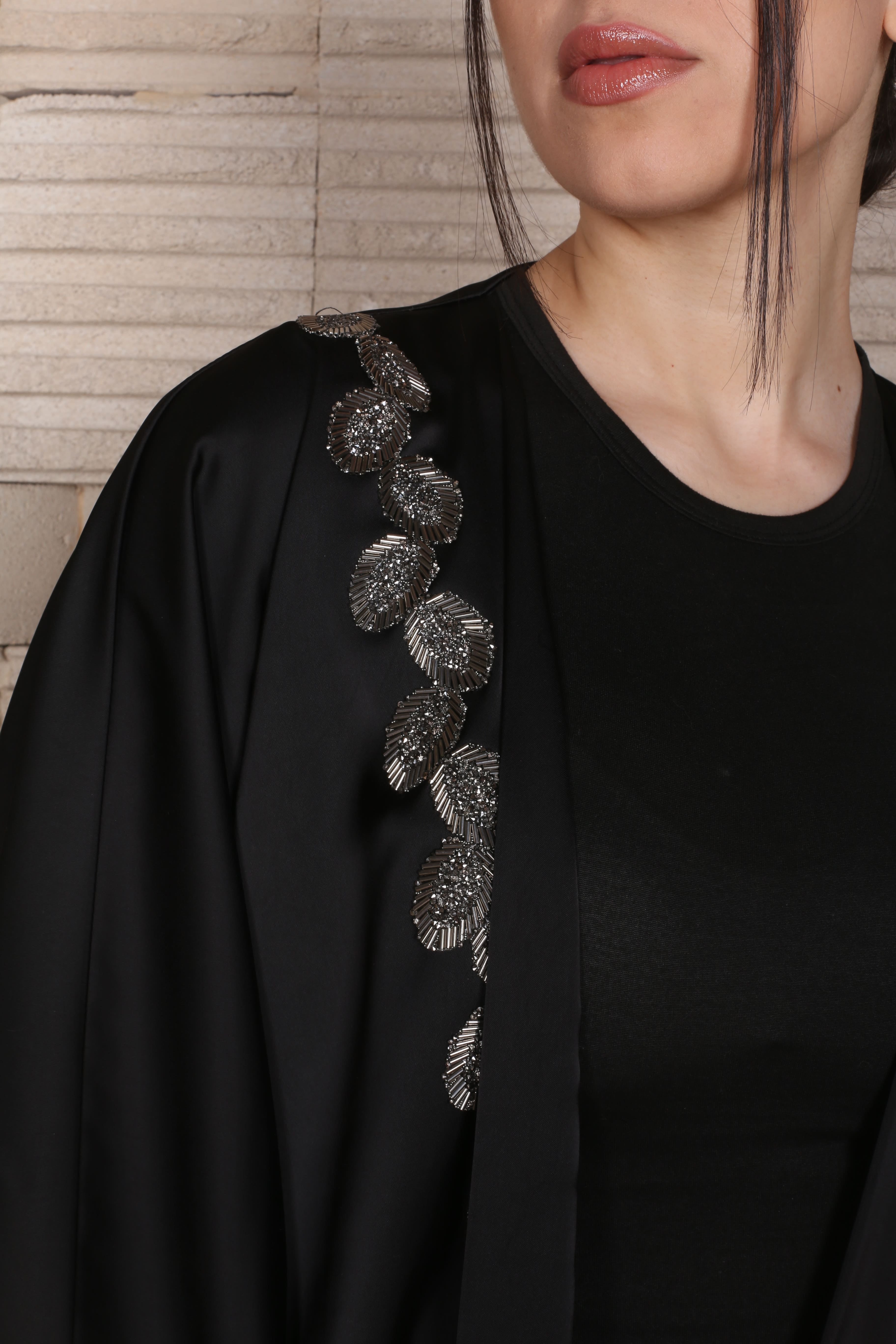 Midnight Botanic Elegance Abaya