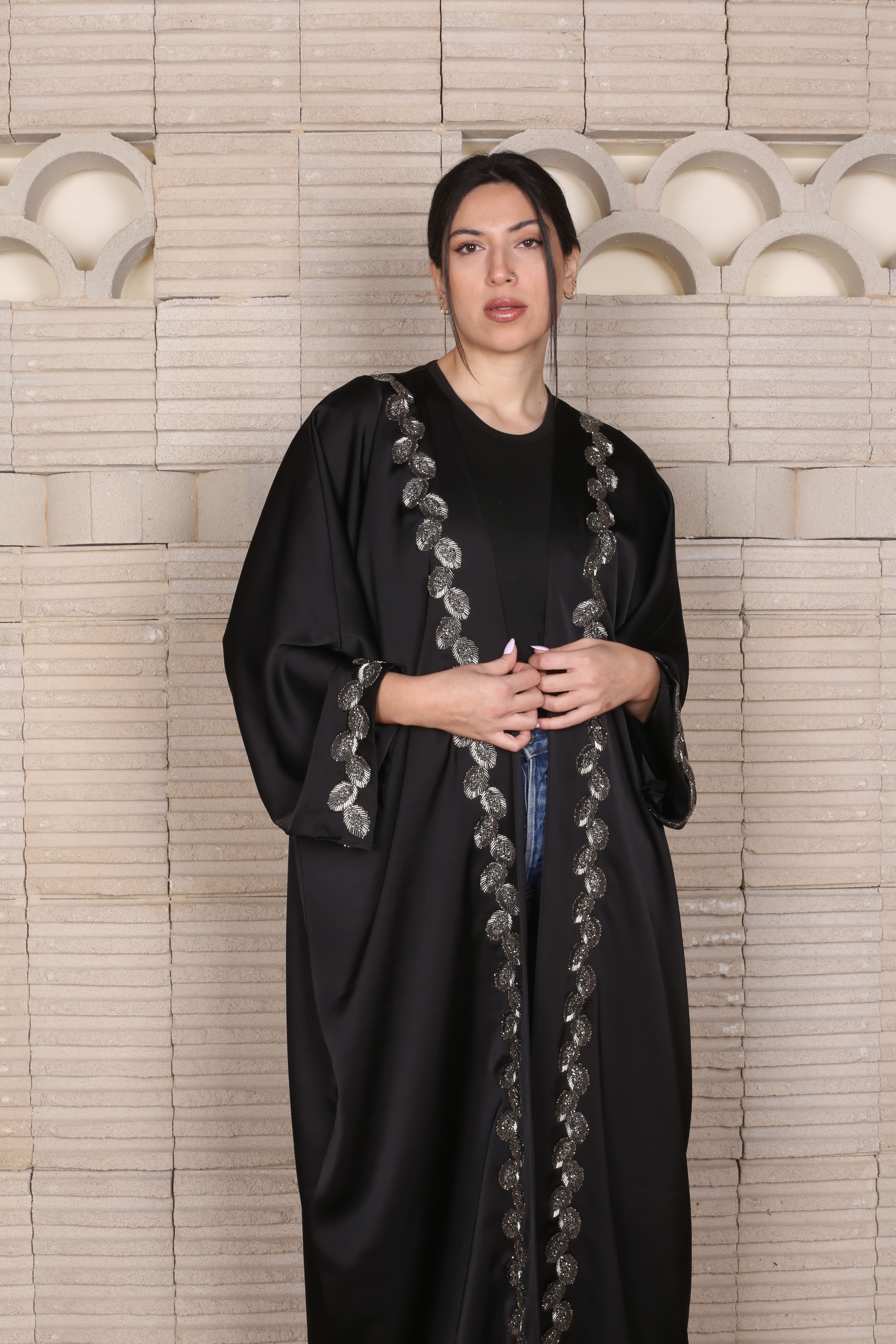 Midnight Botanic Elegance Abaya