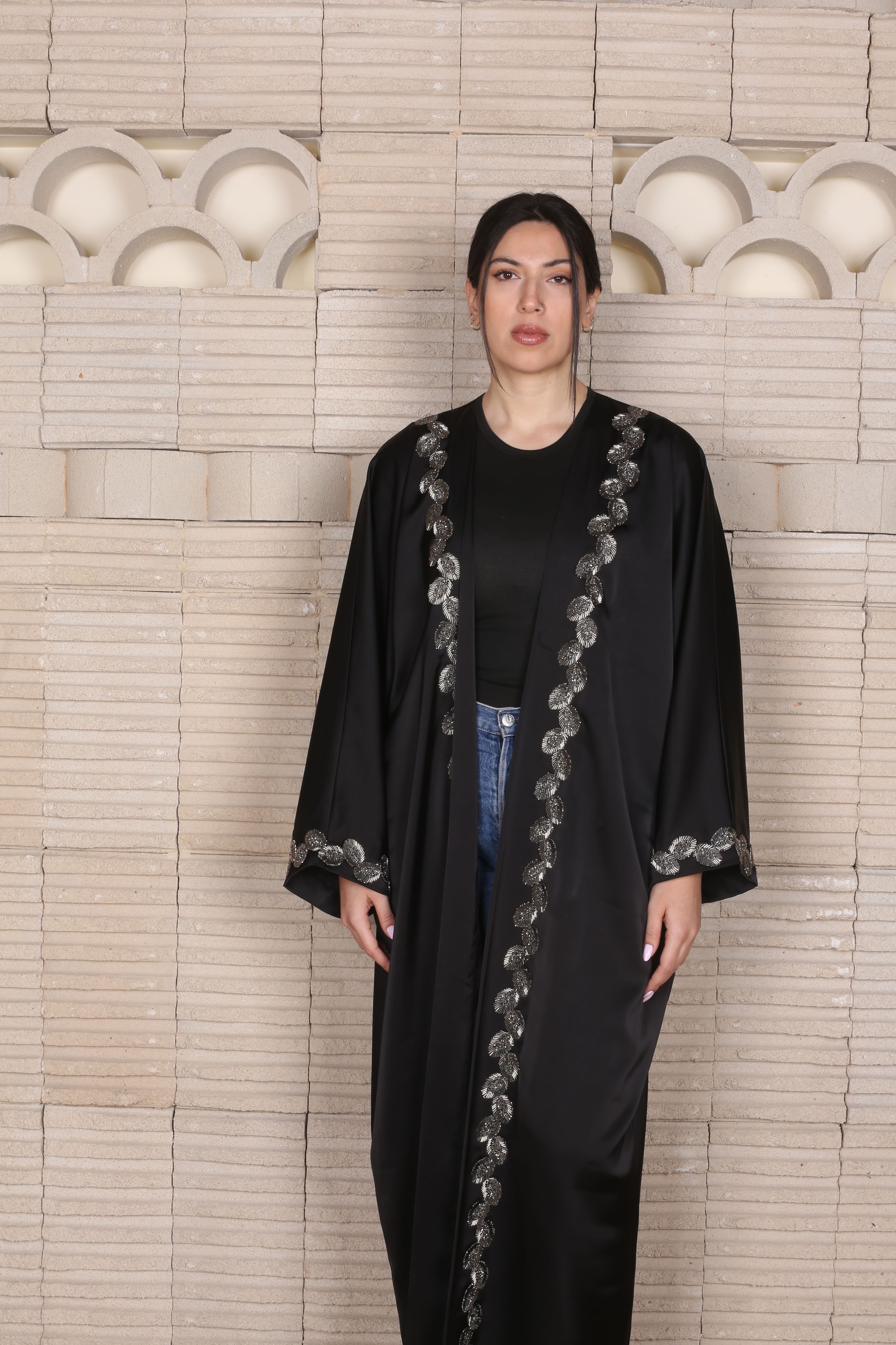 Midnight Botanic Elegance Abaya