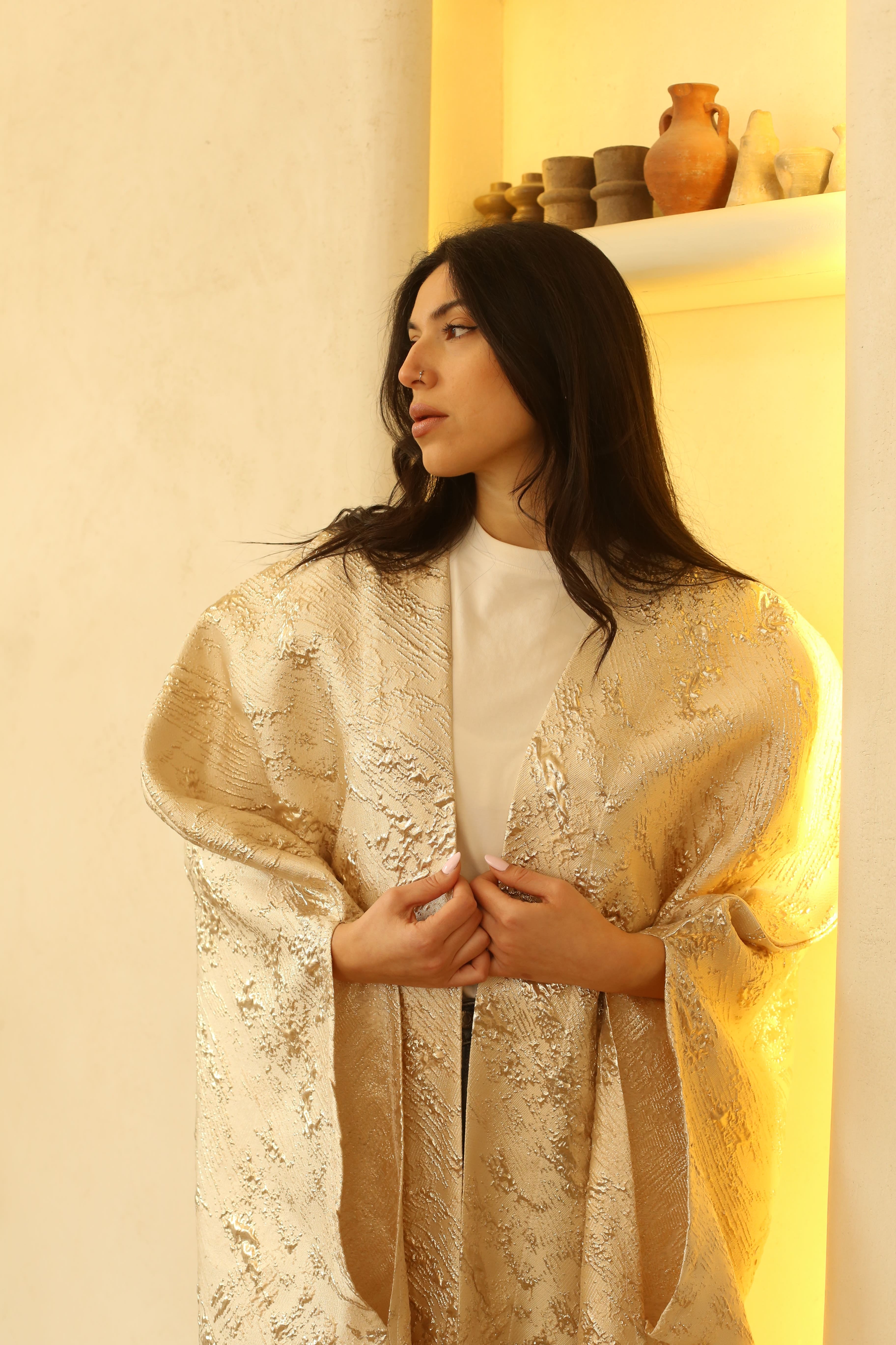 Luxe Textured Gold Abaya