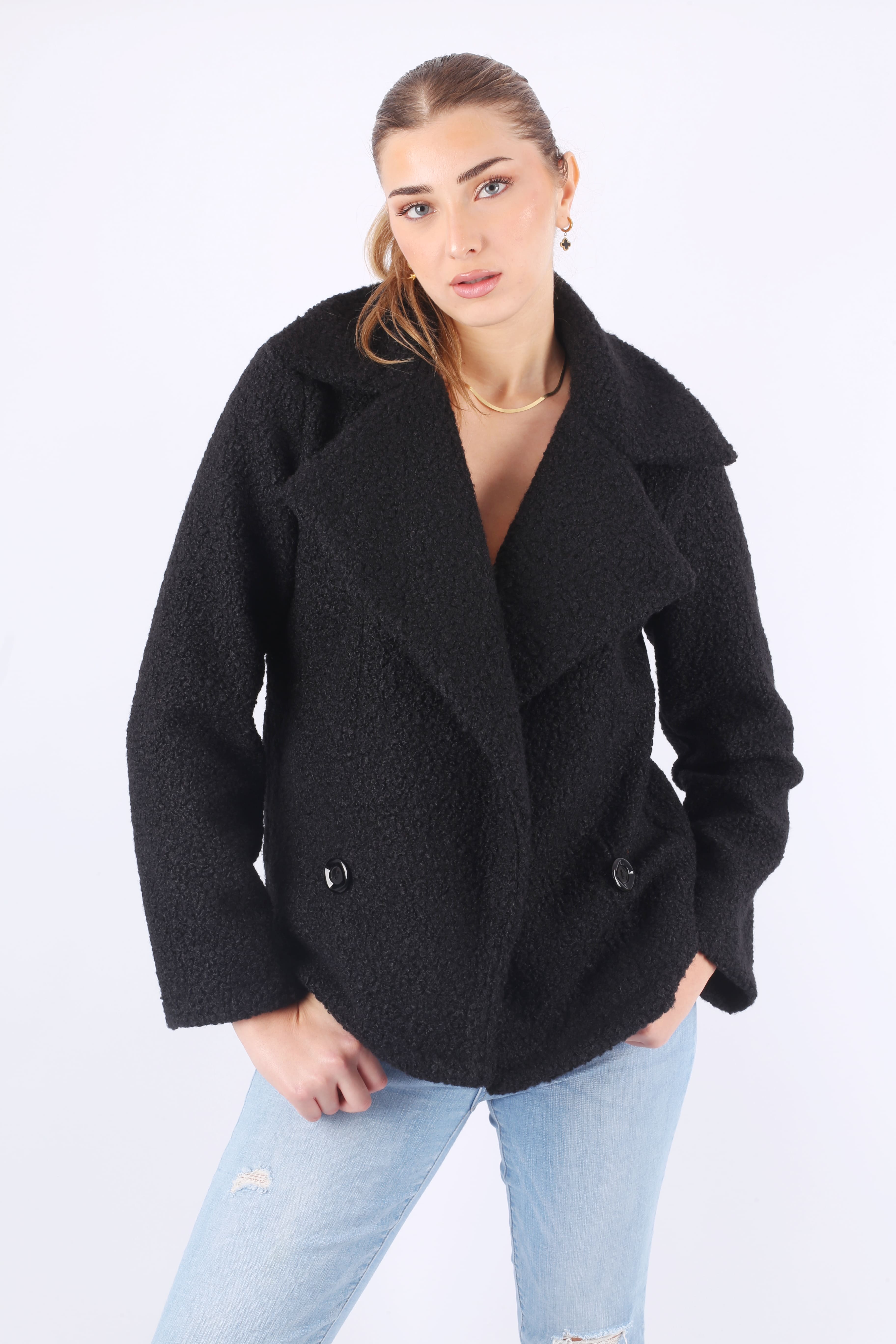 Bouclé Jacket - in Black