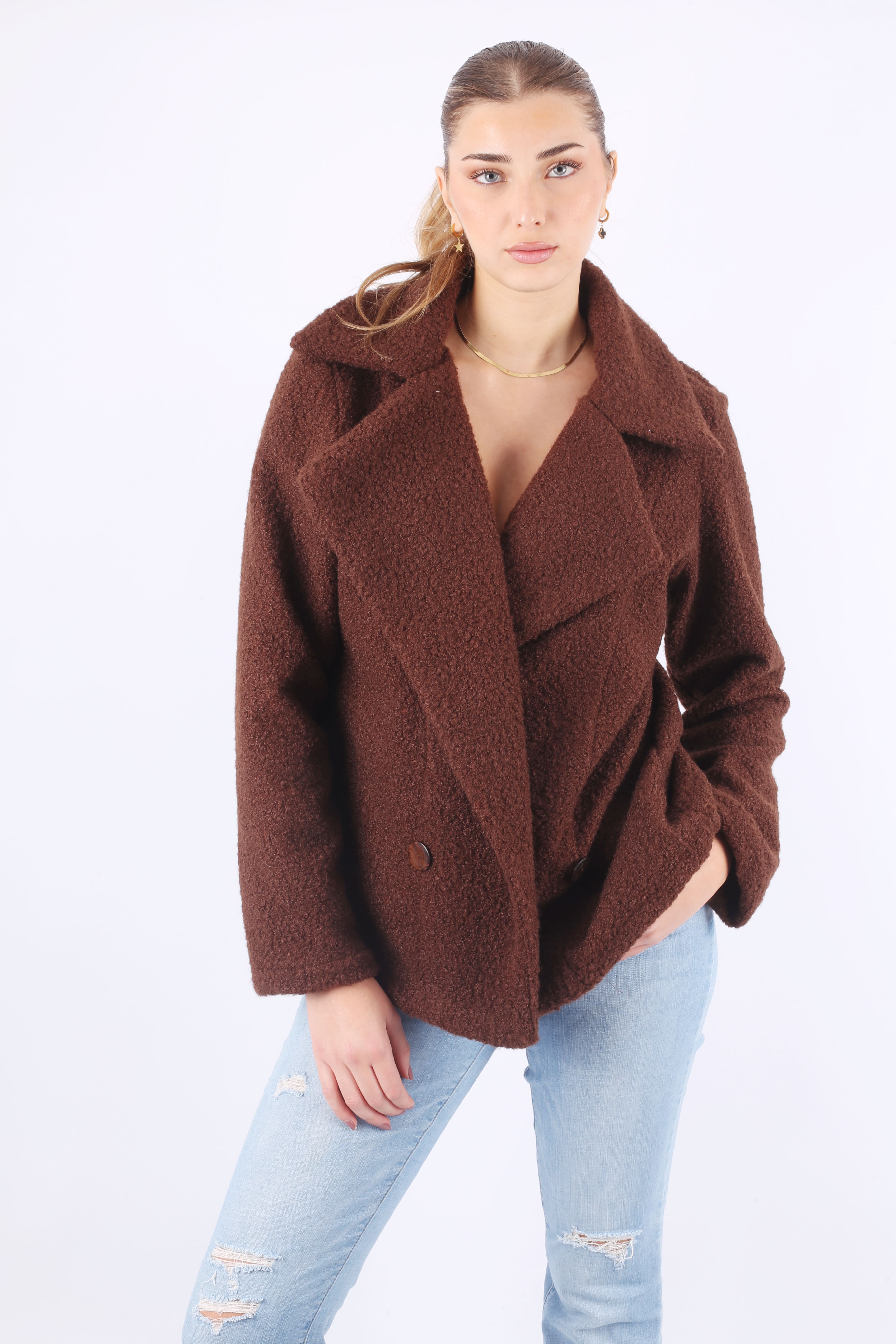 Bouclé Jacket - in Brown