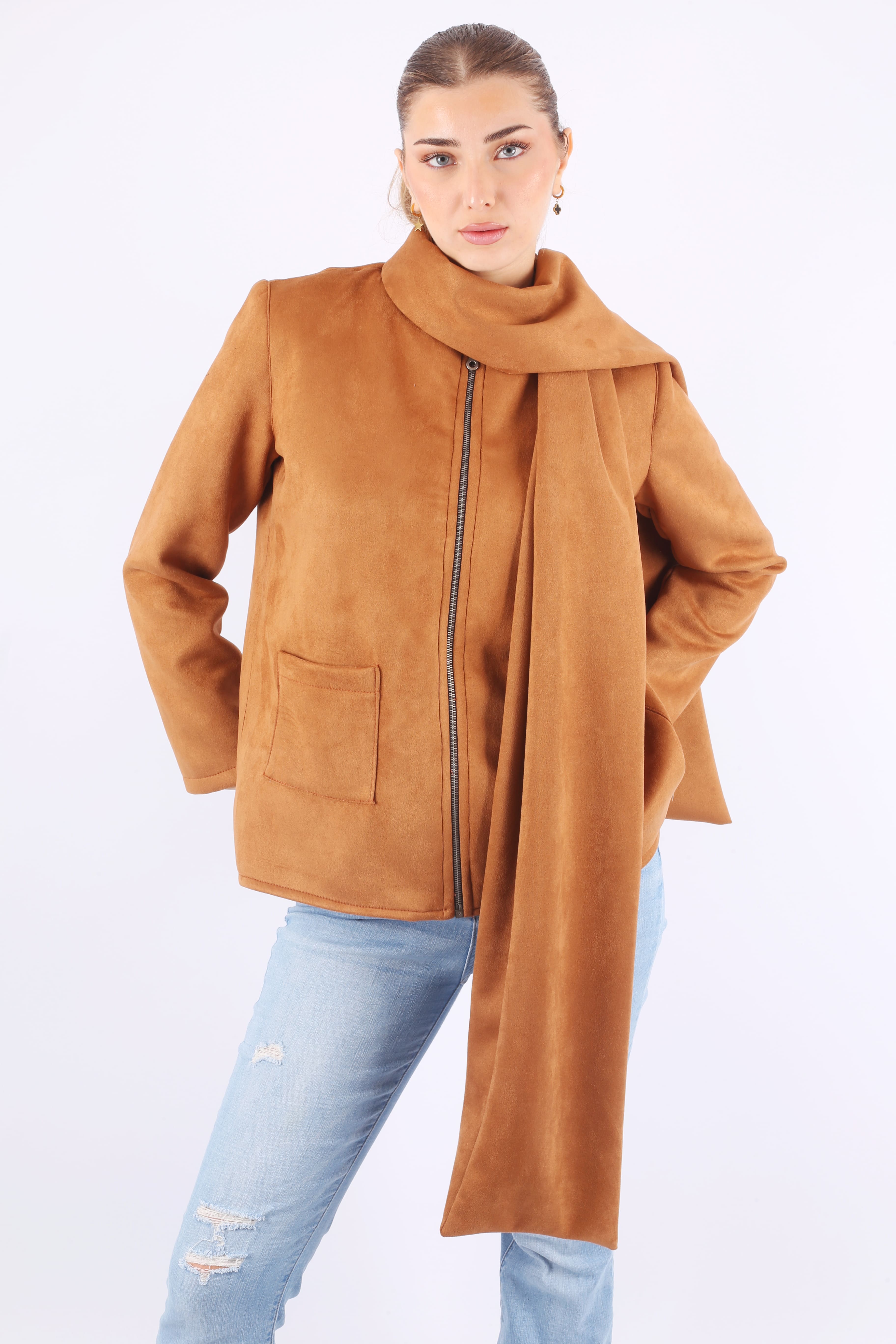 Suede Scarf Jacket