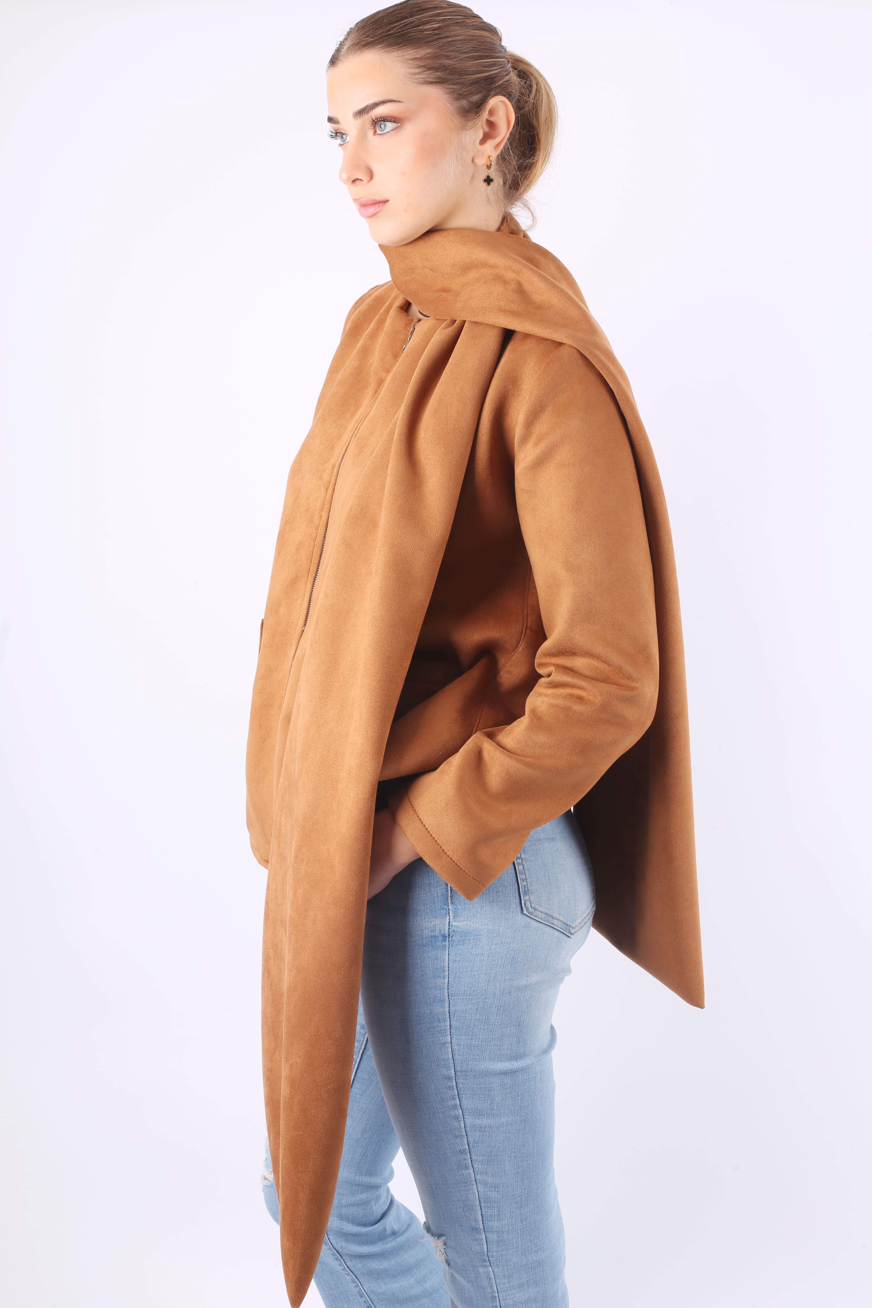 Suede Scarf Jacket