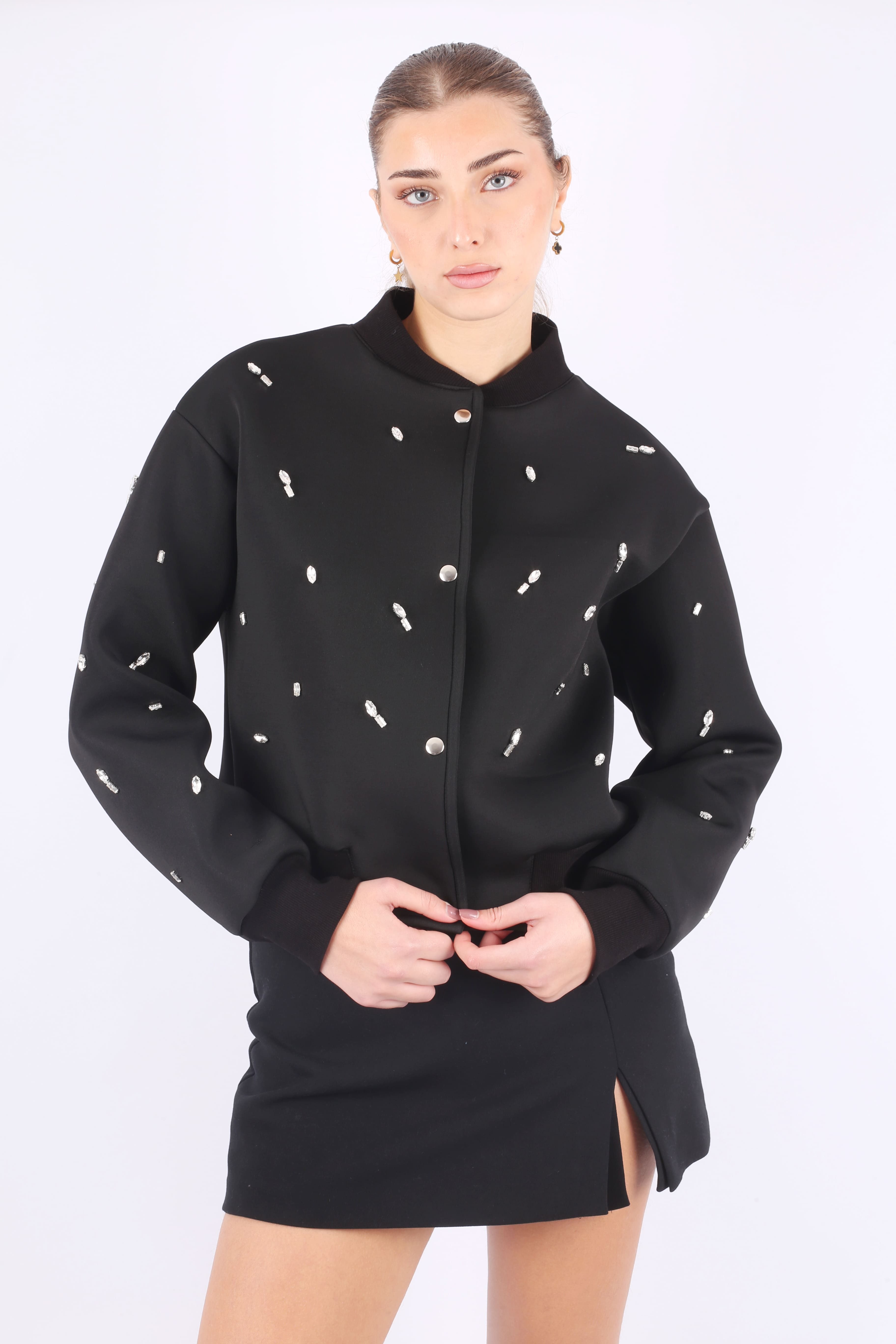 Embellished Black Bomber Jacket