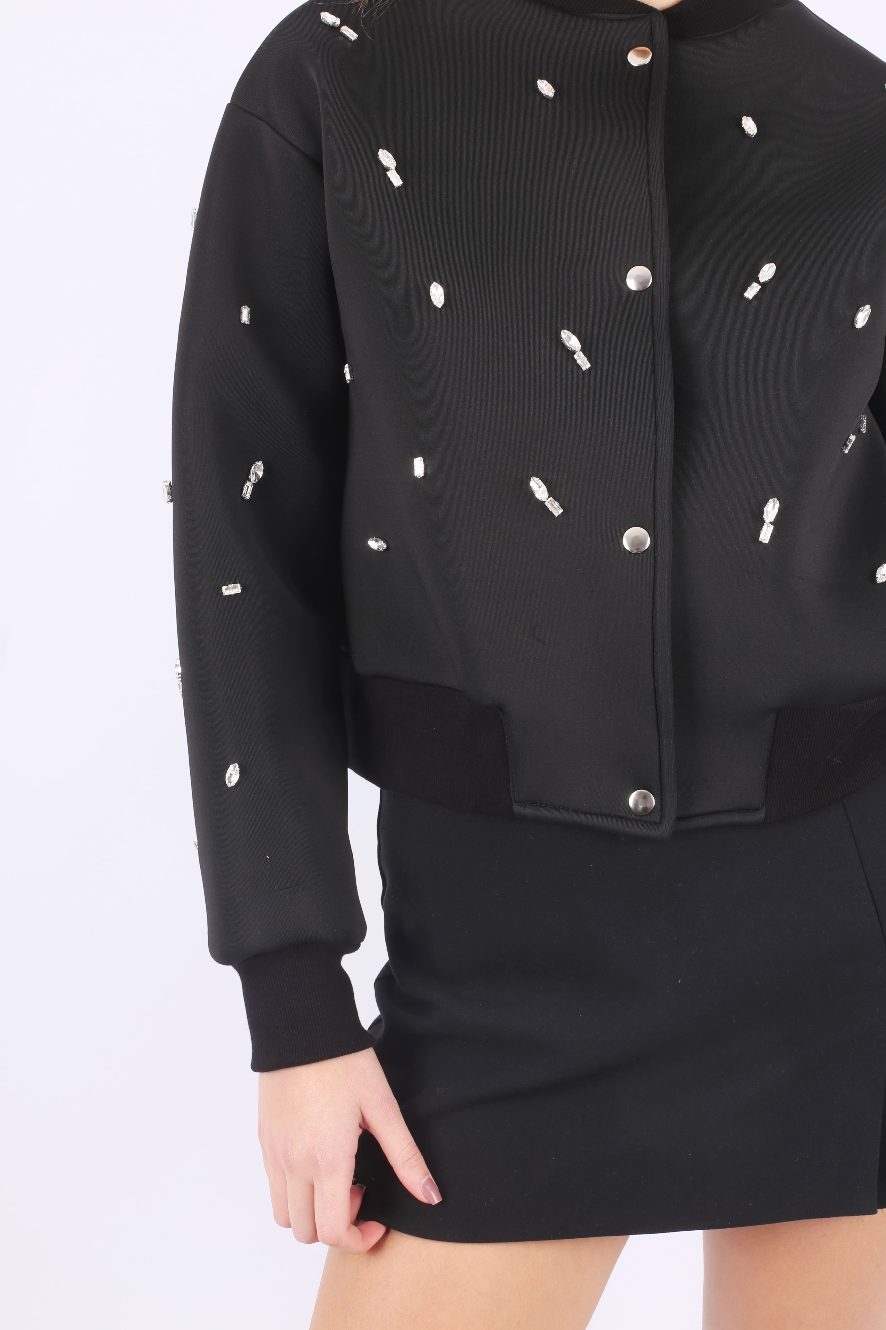 Embellished Black Bomber Jacket