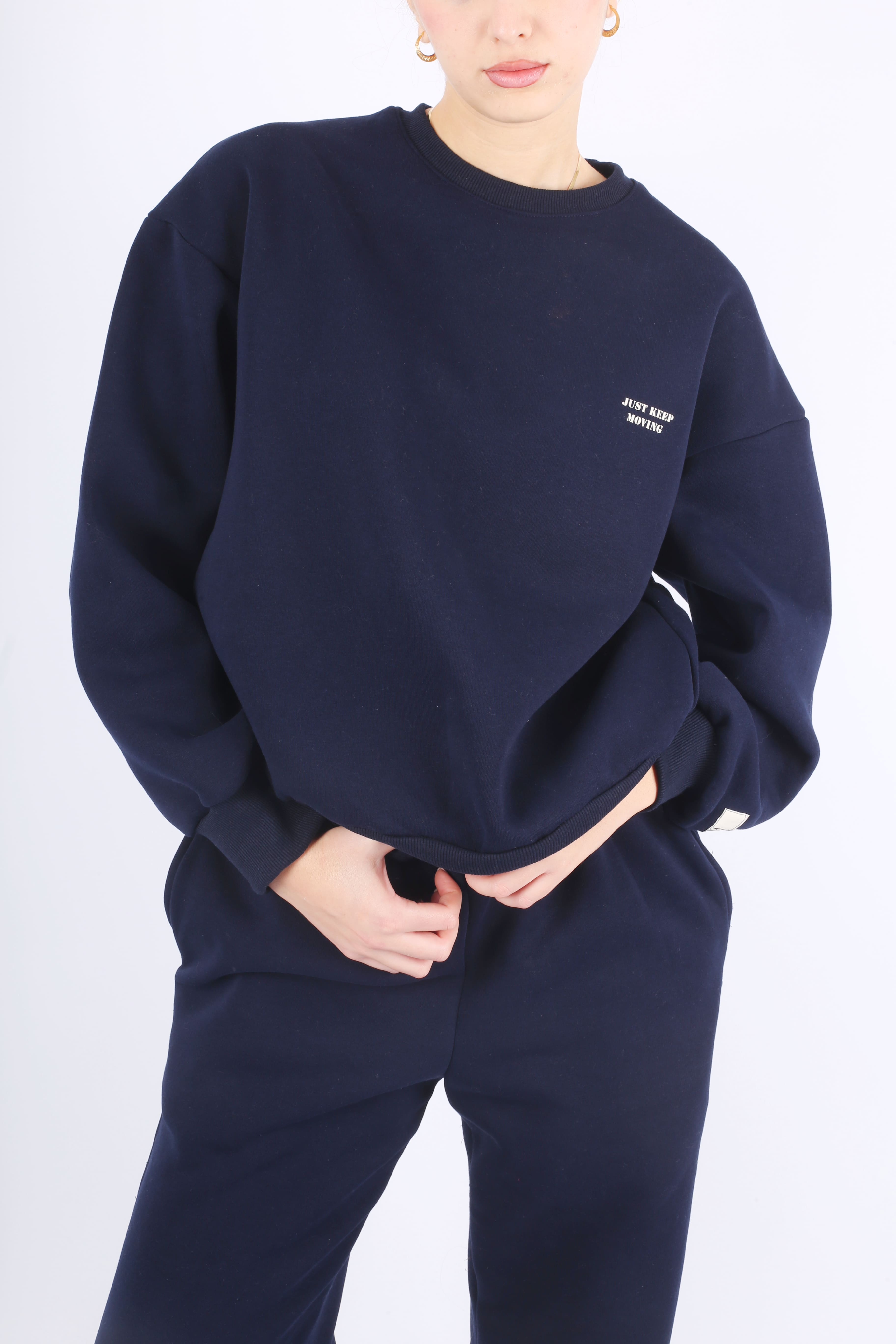 Navy Blue Sweatshirt - Just Keep Moving