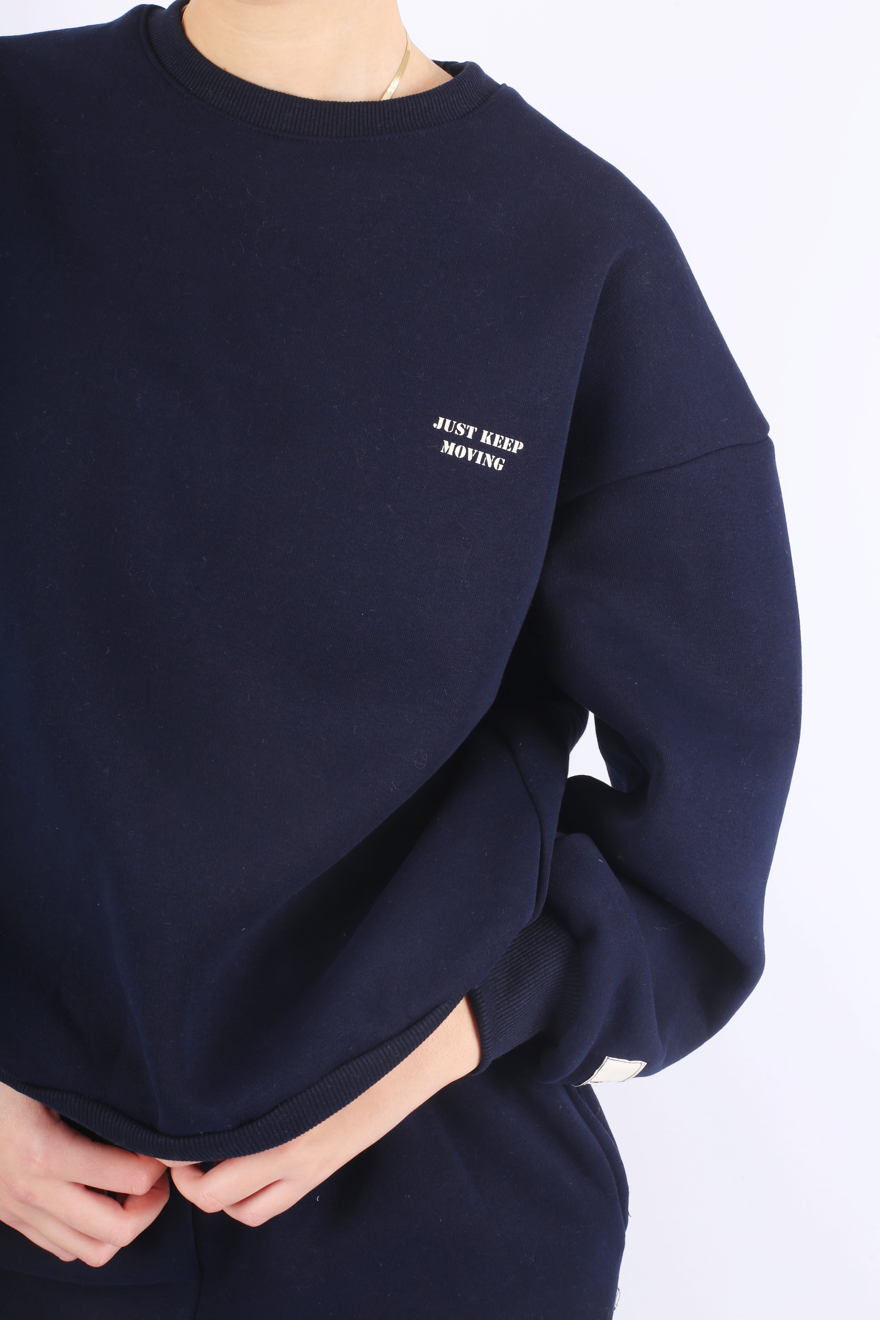 Navy Blue Sweatshirt - Just Keep Moving