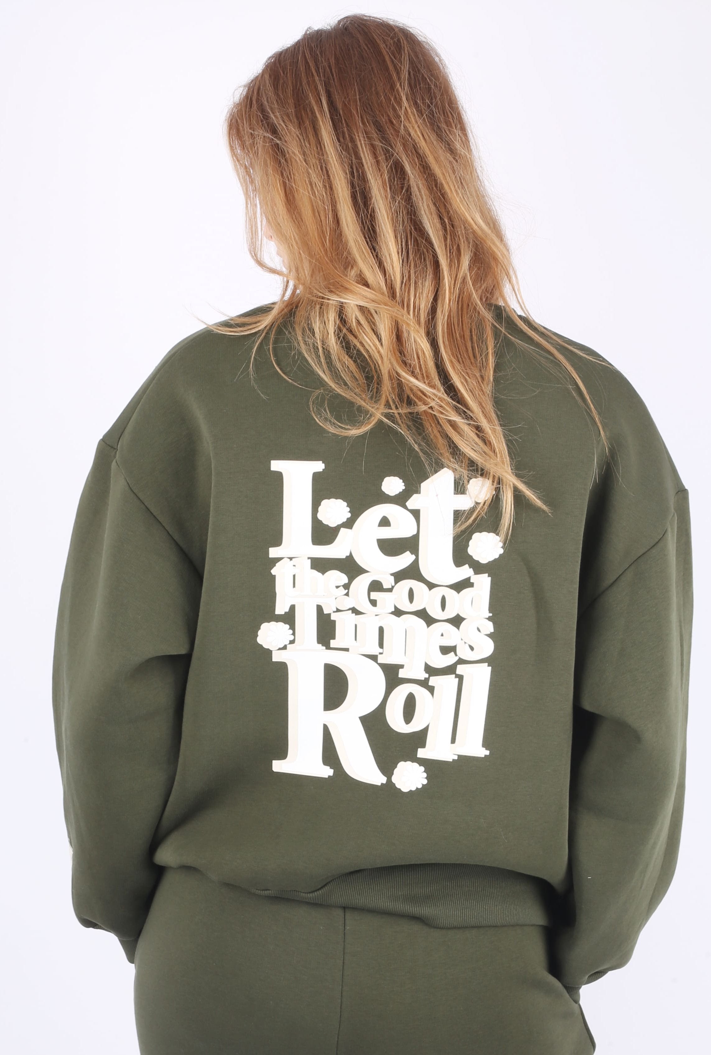 Olive Sweatshirt - Let the Good Times Roll