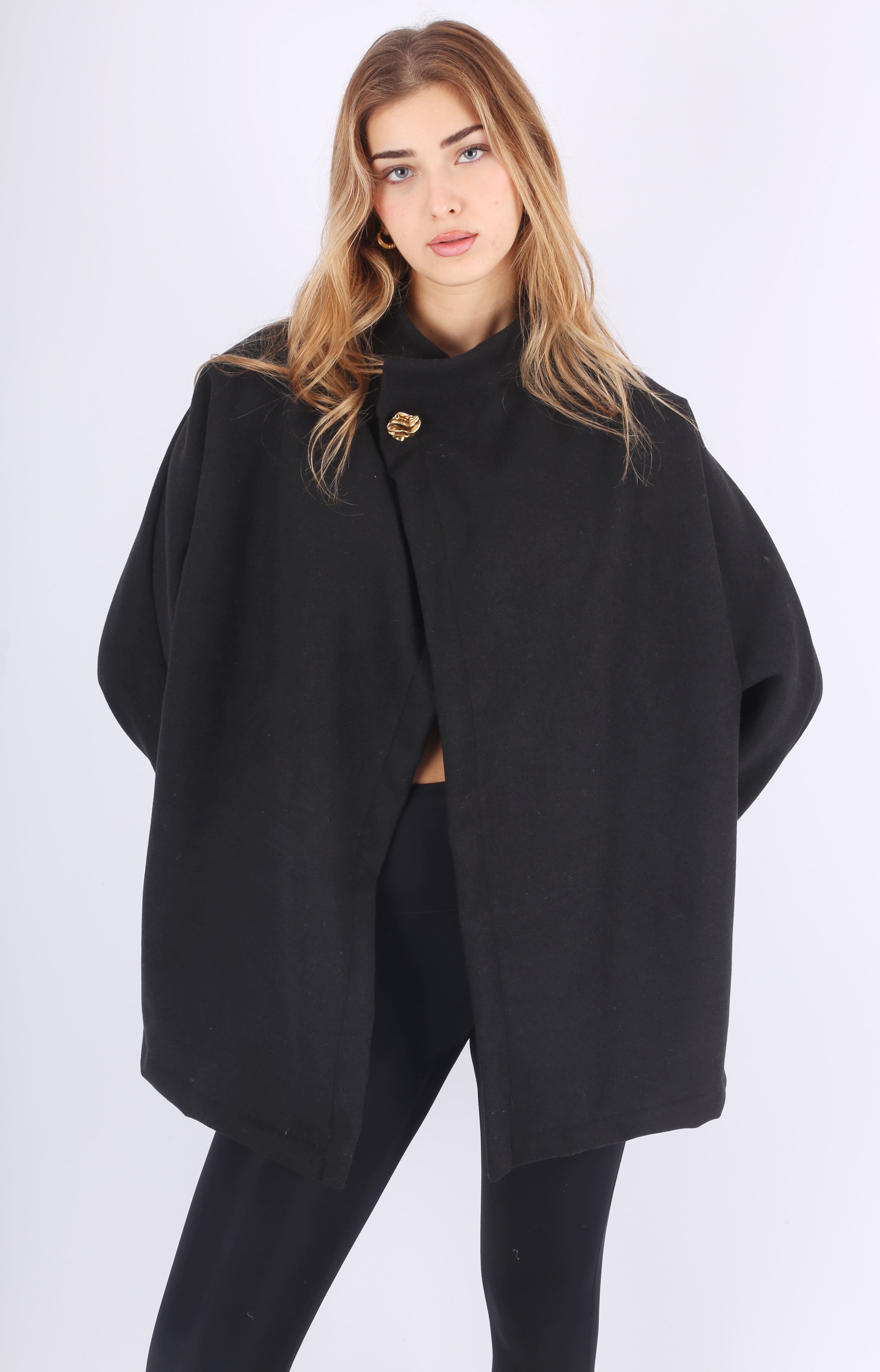 Oversized Black Tunic Coat