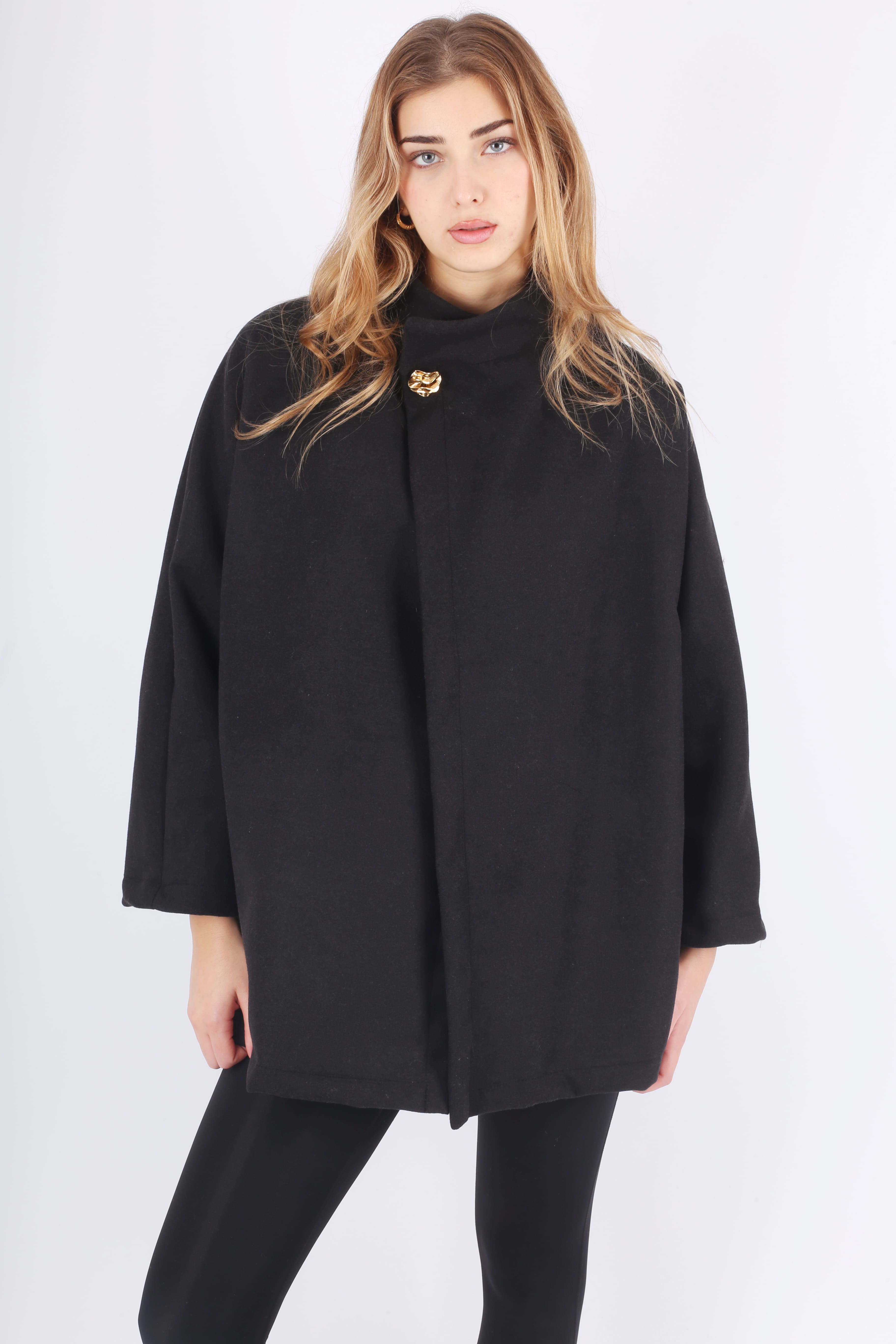 Oversized Black Tunic Coat