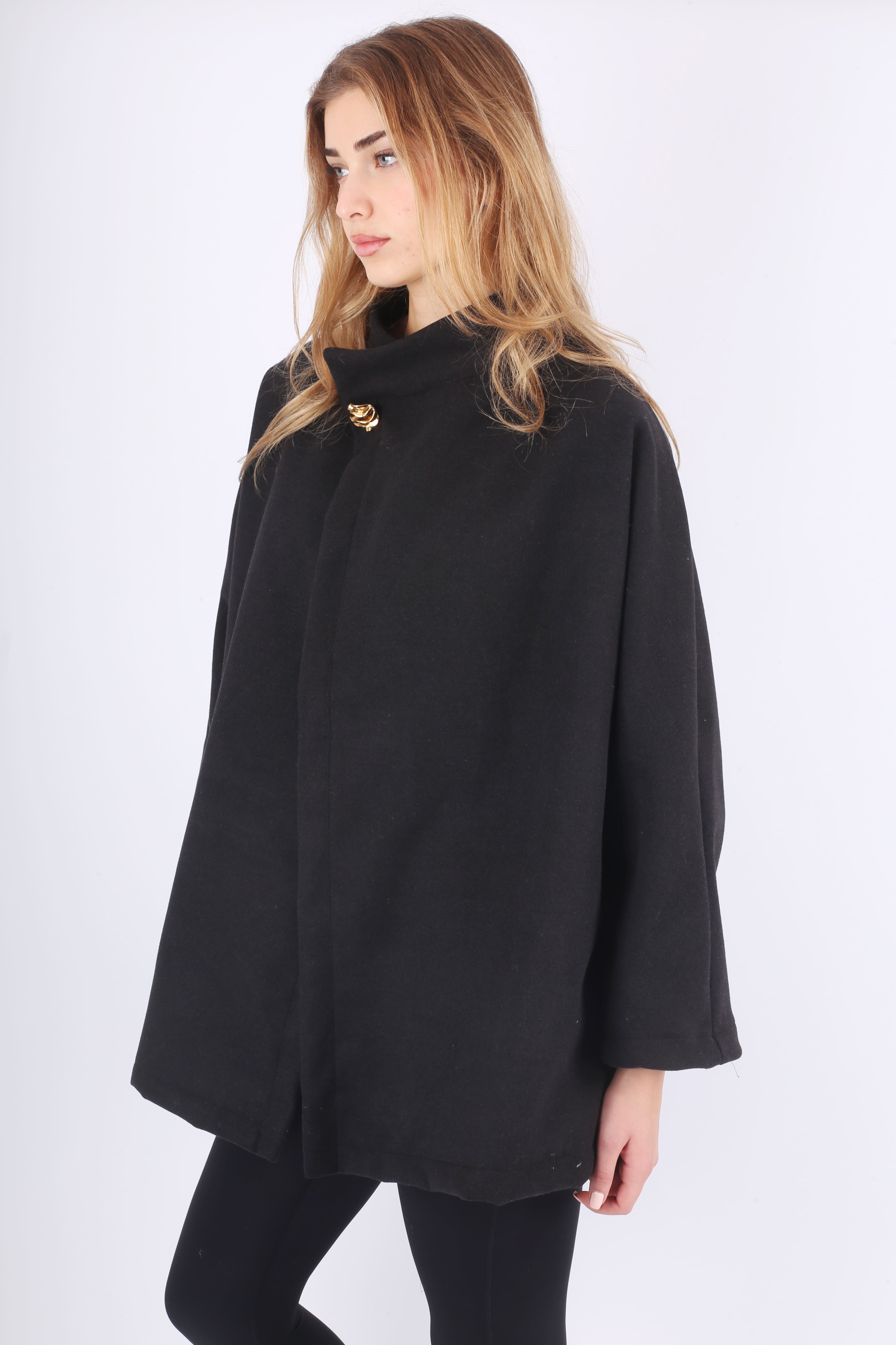 Oversized Black Tunic Coat