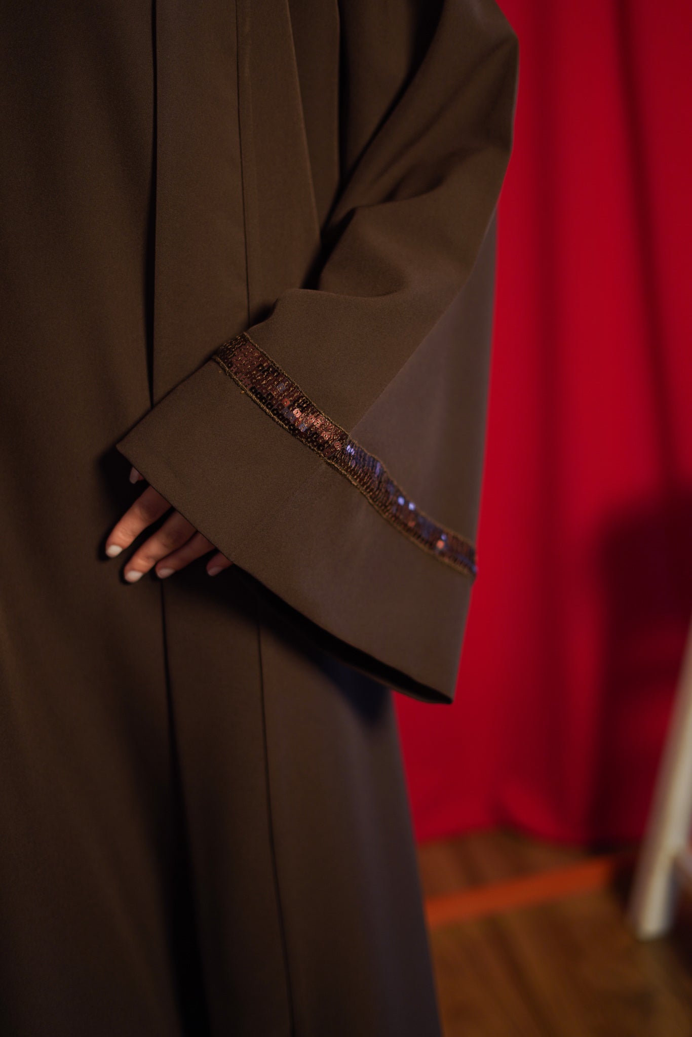 Brown Dress & Abaya Set