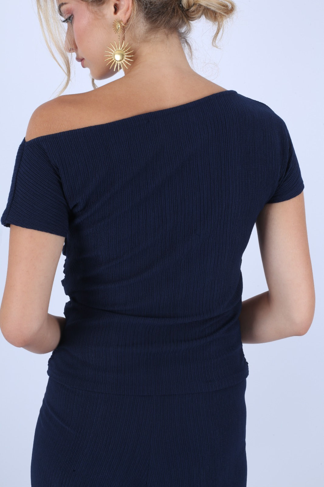 Navy Blue Off Shoulder Set