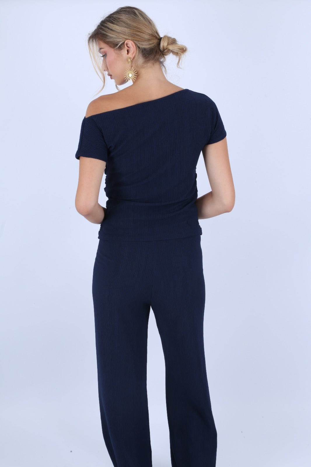 Navy Blue Off Shoulder Set